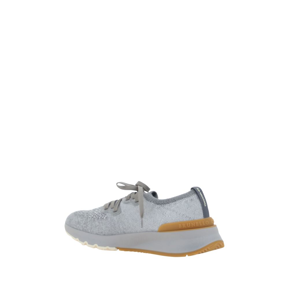 Brunello Cucinelli Gray Cotton Athletic Sneakers - Exquisite Luxury