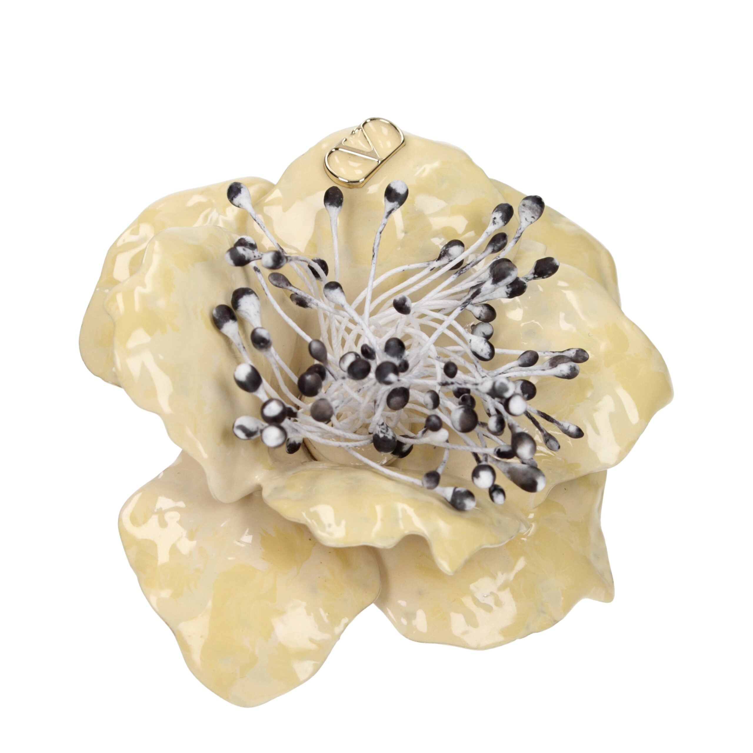 Valentino Garavani Beige Metal Brooch - Timeless Elegance Redefined