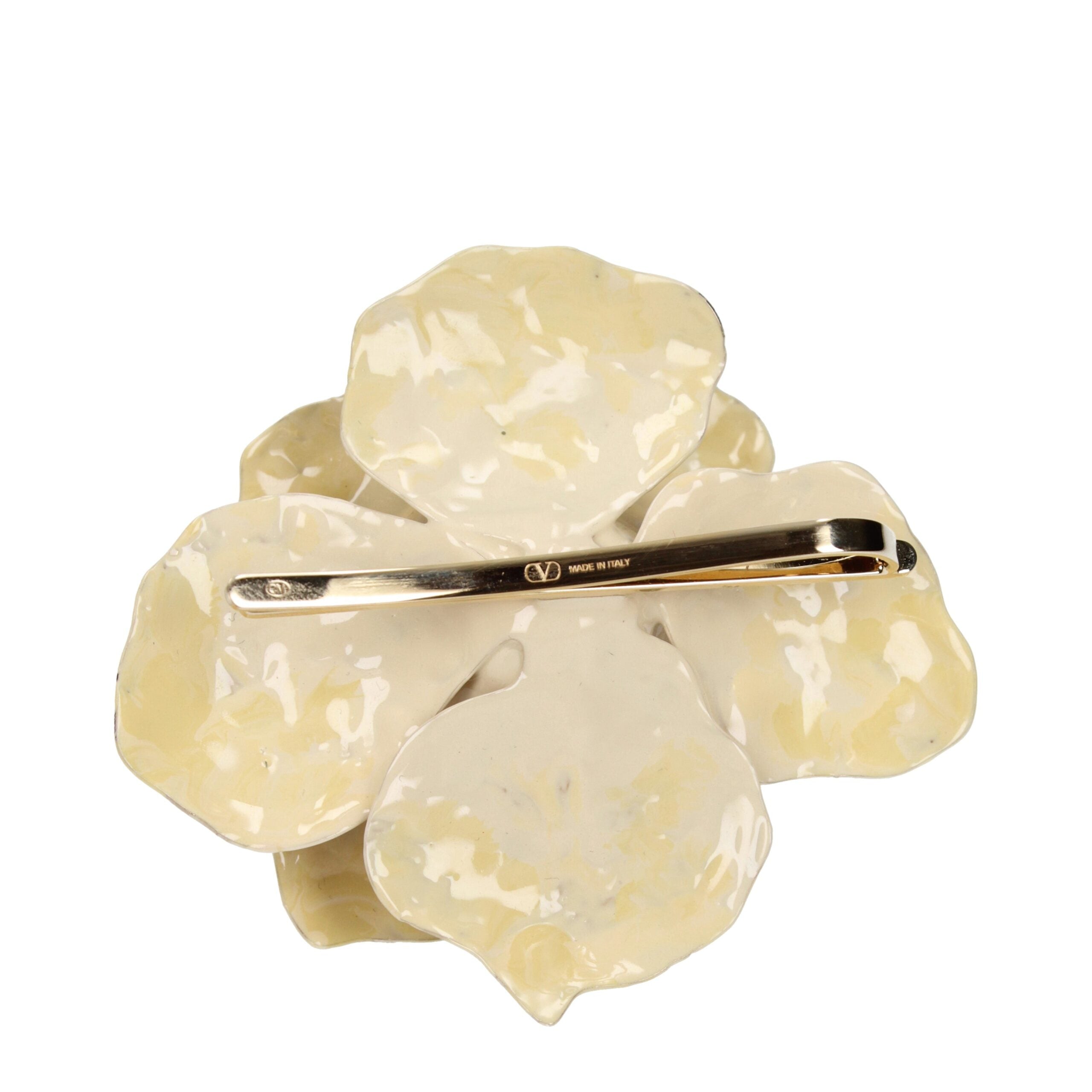Valentino Garavani Beige Metal Brooch - Timeless Elegance Redefined