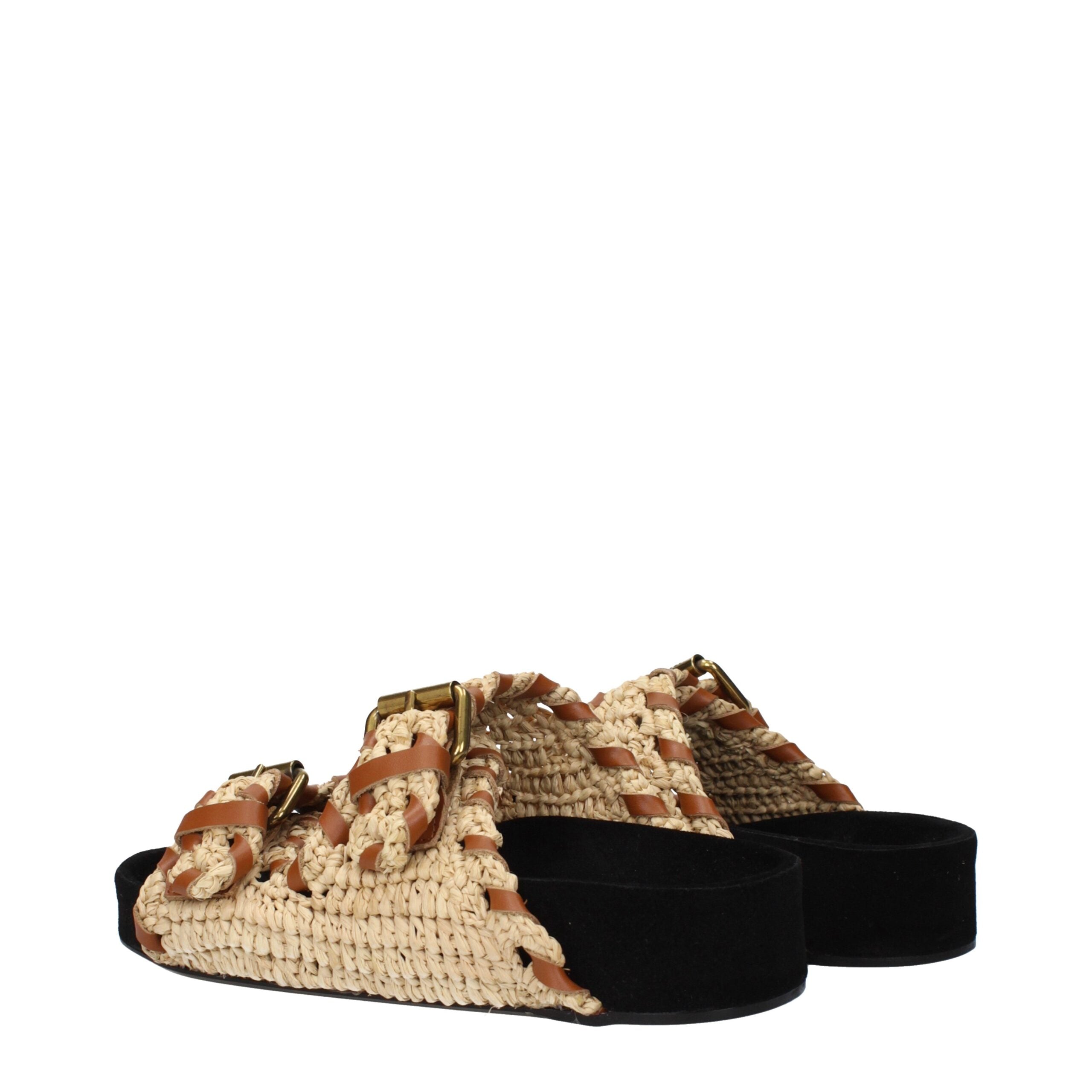 Isabel Marant Beige Raffia Slippers