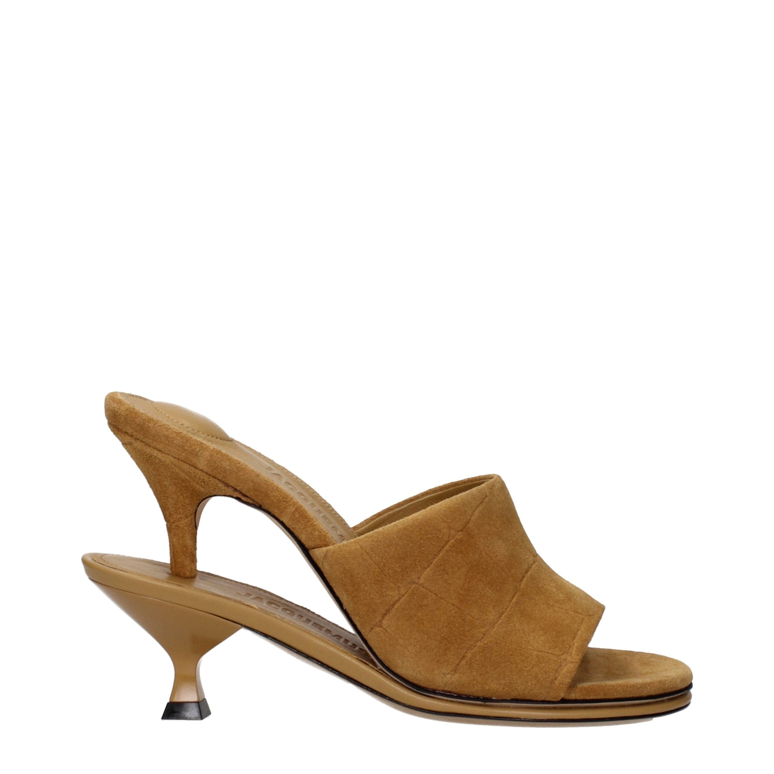 Indulge in the exquisite Jacquemus Brown Leather Stiletto Heel Sandals, where luxurious suede meets refined craftsmanship, elevating your elegance for every occasion.