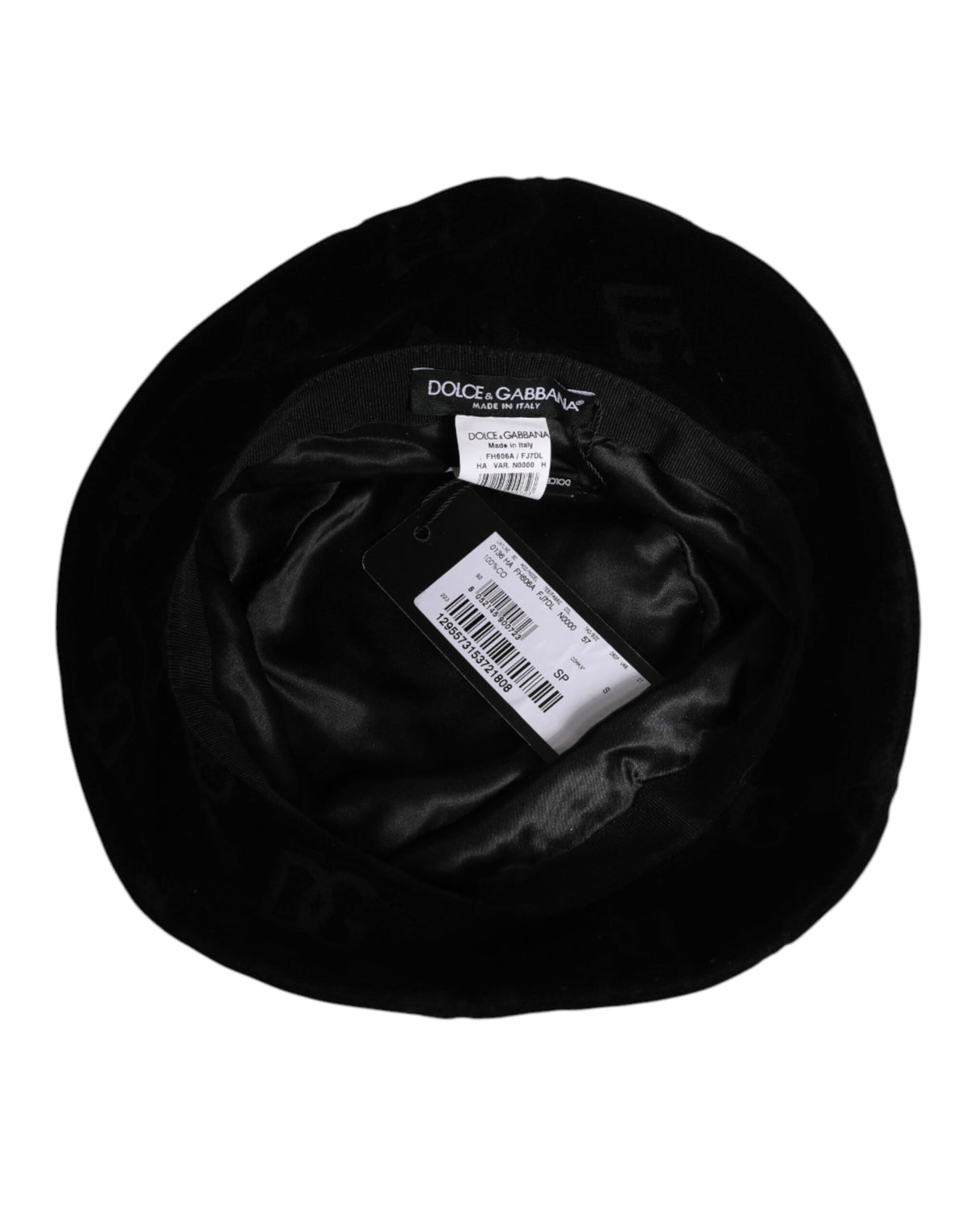 Indulge in the exquisite Dolce & Gabbana Black Cotton Suede Bucket Logo Capello Hat, a timeless luxury piece that embodies artisanal craftsmanship and effortless elegance.