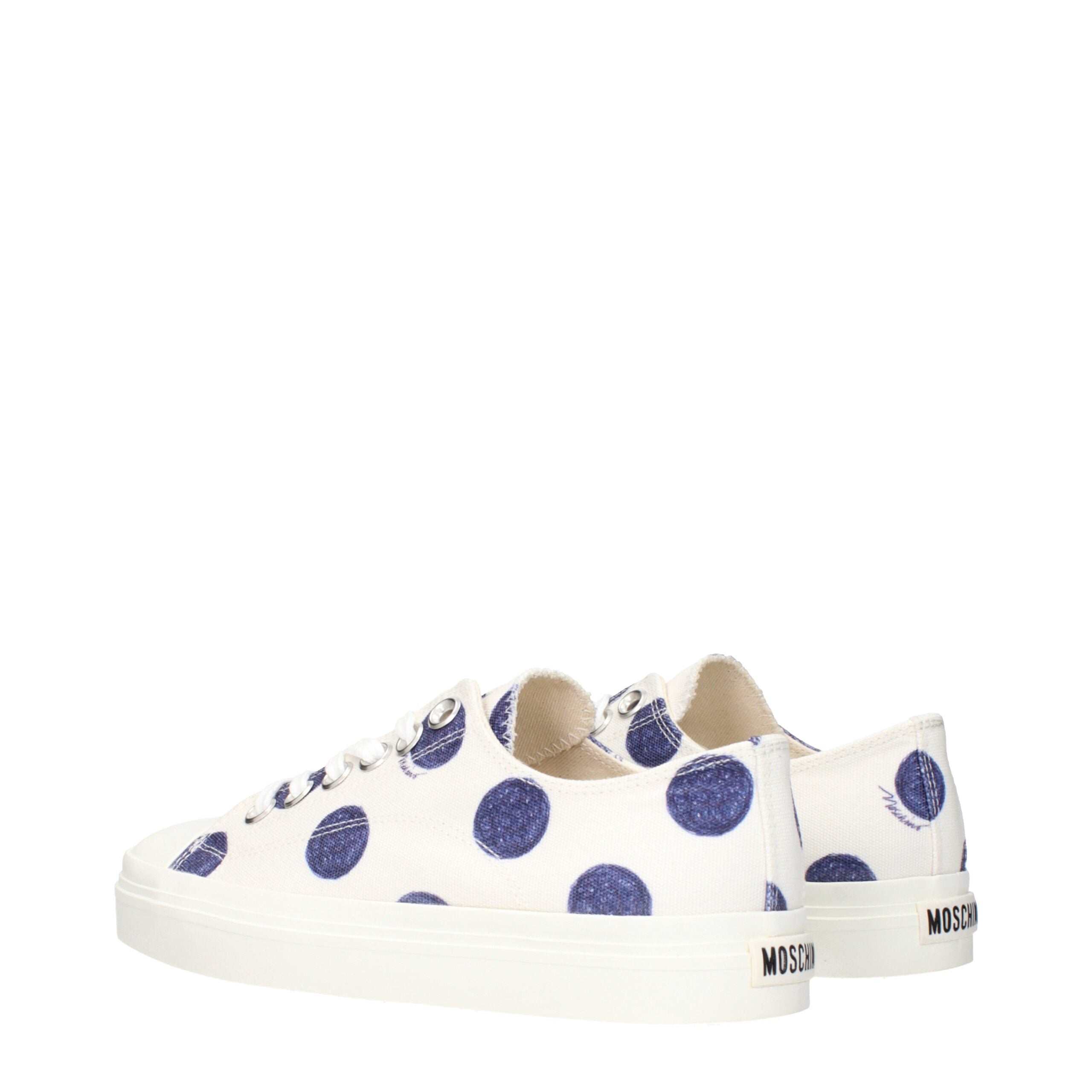 Elevate your style with Moschino White Fabric Low Top Sneakers, where luxurious craftsmanship meets timeless elegance, perfect for the discerning individual.