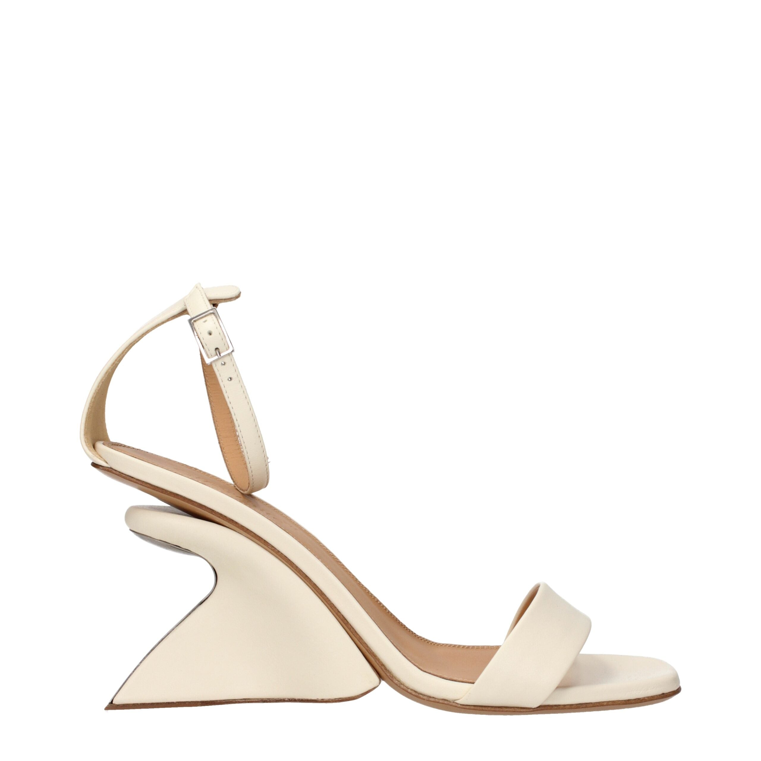 Indulge in the Off-White Beige Leather Platform Sandals, where exquisite craftsmanship meets timeless elegance, elevating your style with luxurious comfort and sophistication.