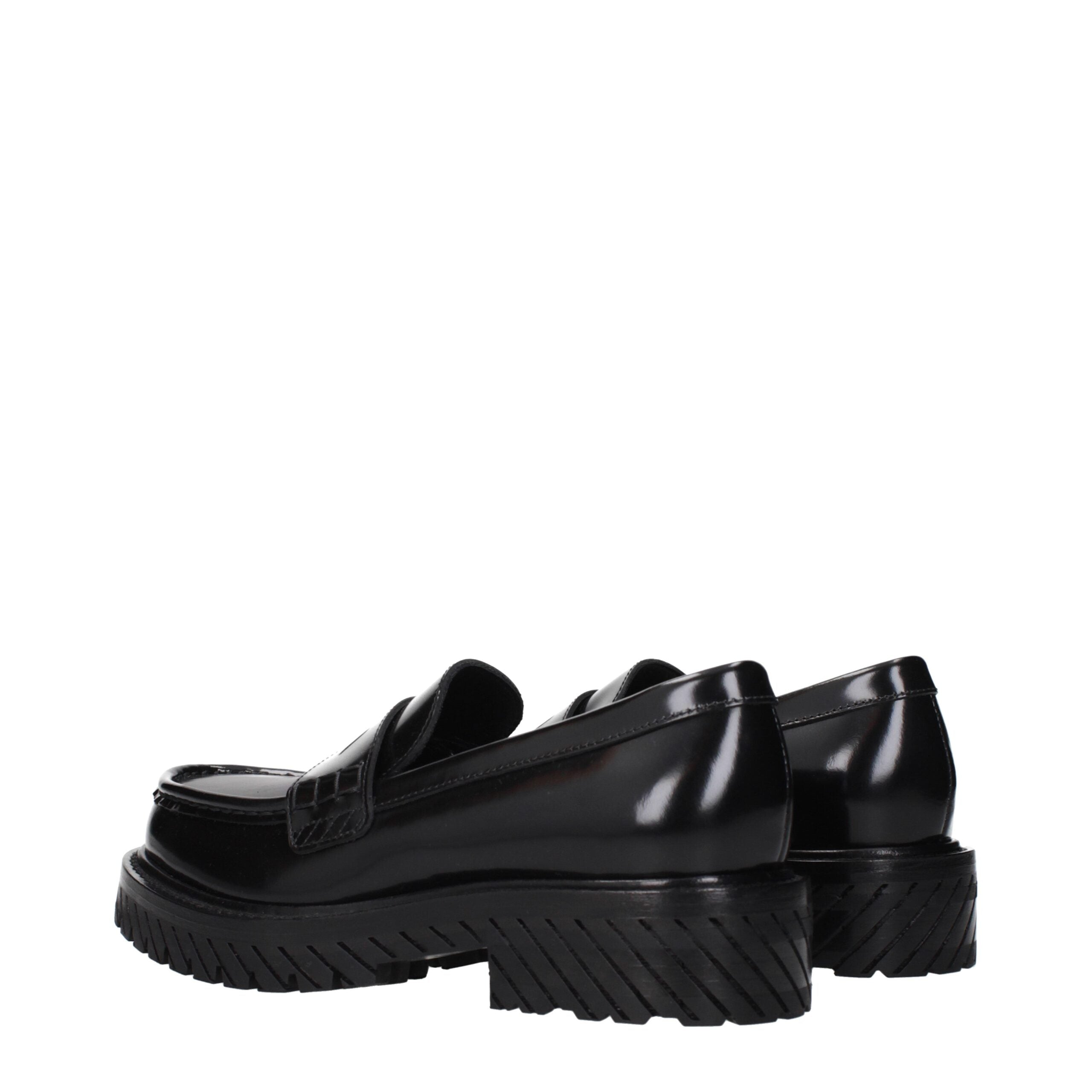 Elevate your style with Off-White Black Leather Slip-On Loafers, where exquisite craftsmanship meets timeless luxury, perfect for the discerning fashion connoisseur.