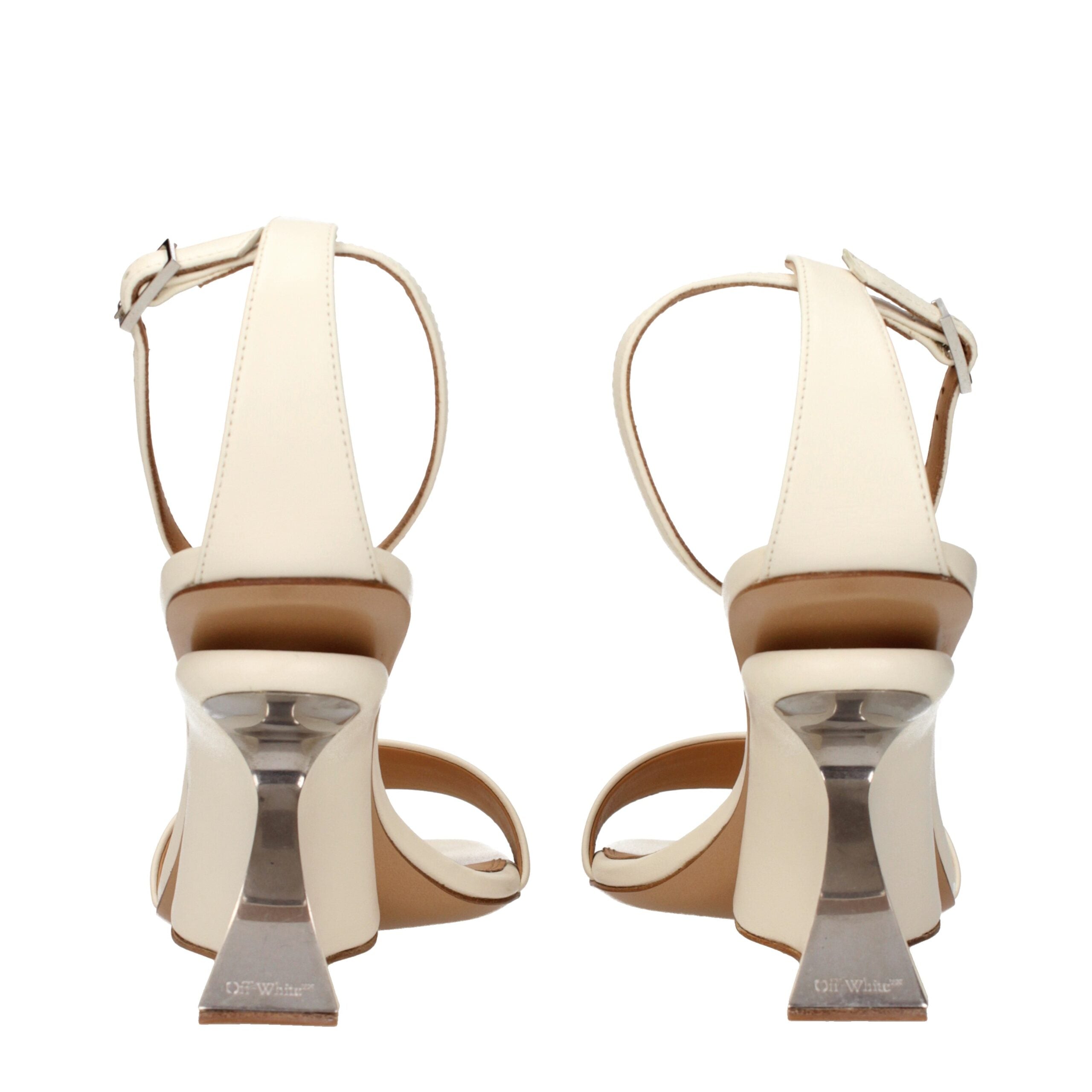 Step into sophistication with Off-White Beige Leather Platform Sandals, where exquisite craftsmanship meets timeless elegance for the discerning individual.