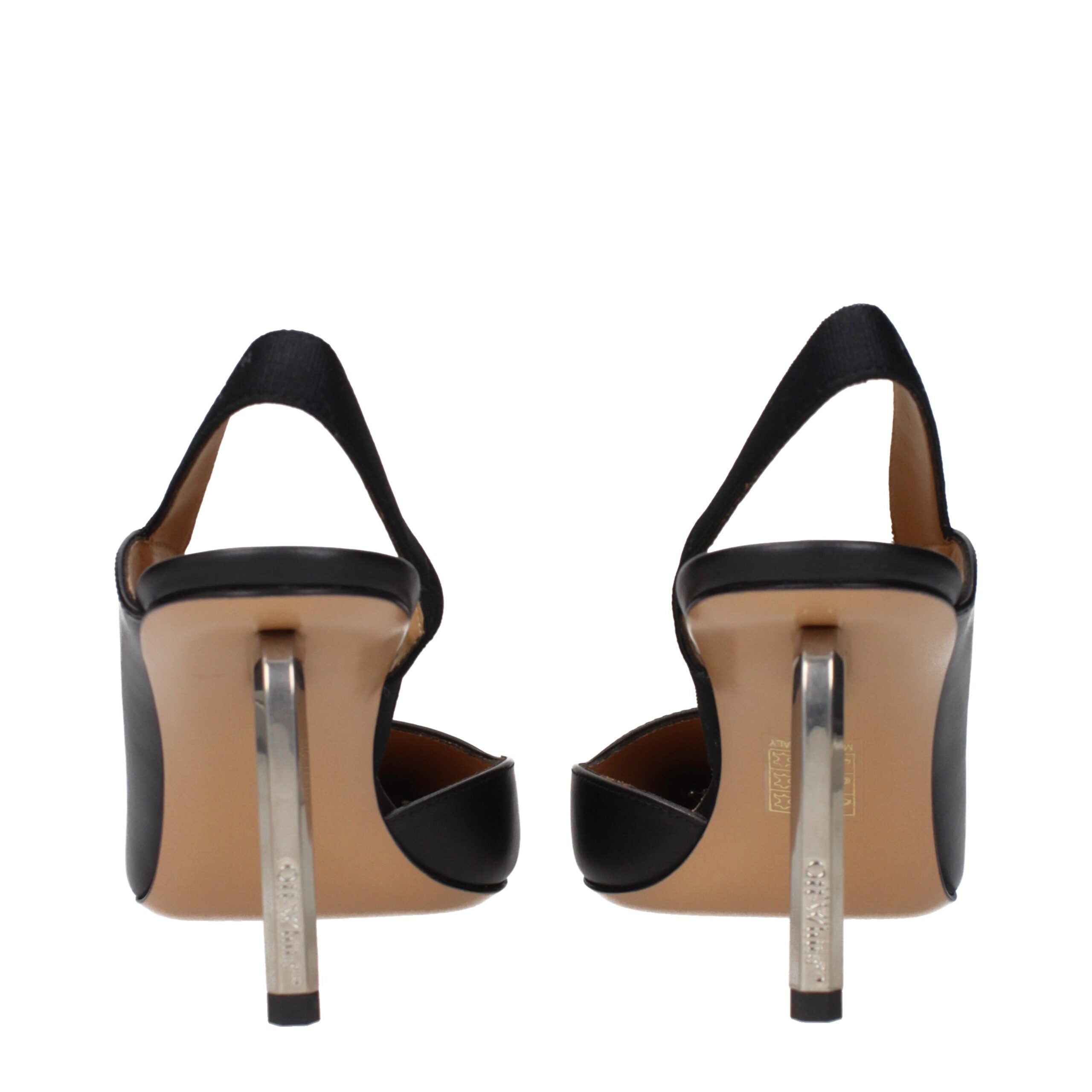 Step into unparalleled sophistication with Off-White Black Leather High Heel Pumps, where exquisite craftsmanship meets timeless elegance, perfect for every occasion.
