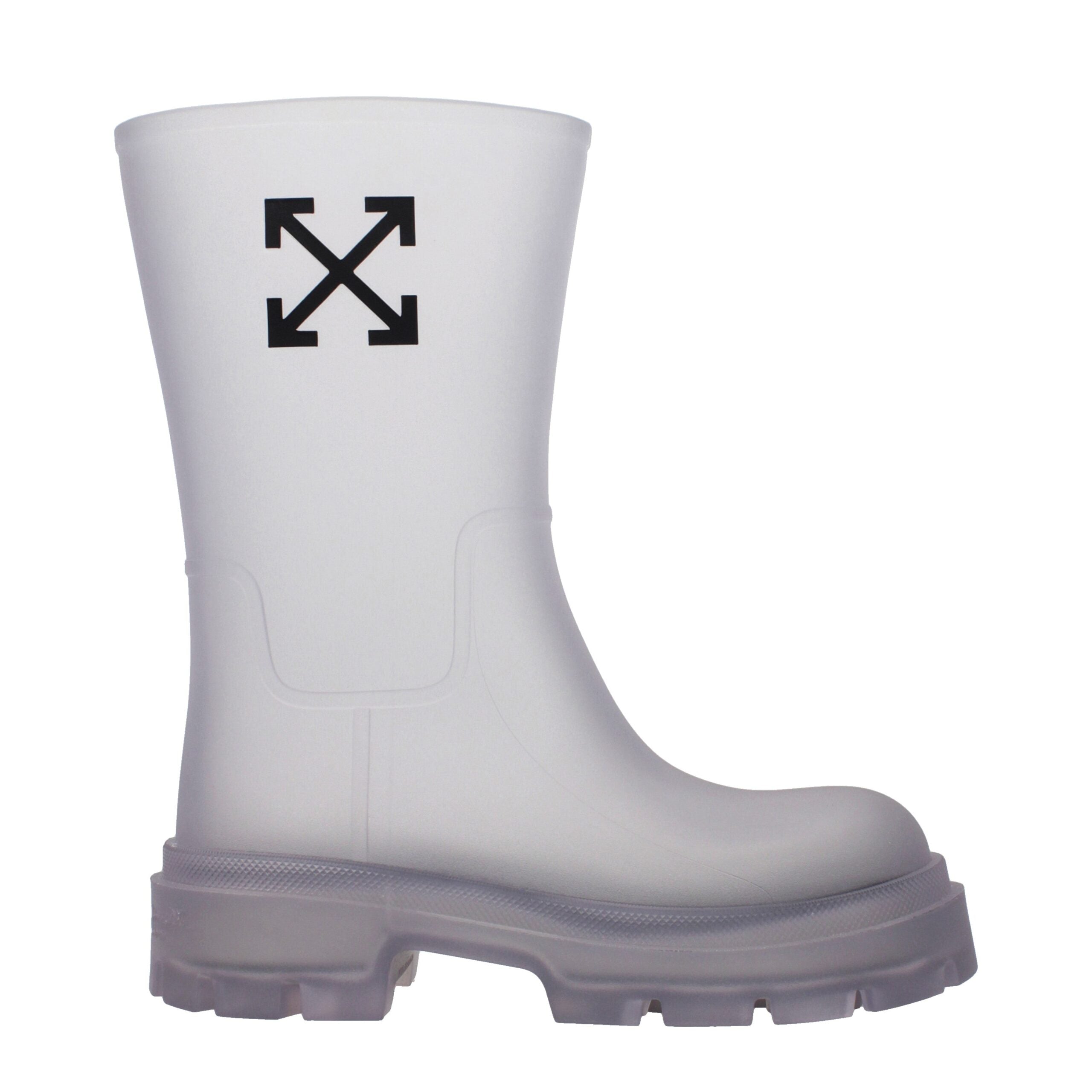 Step into luxury with Off-White Transparent PVC Ankle Boots, where exquisite craftsmanship meets contemporary elegance, perfect for the discerning fashion connoisseur.