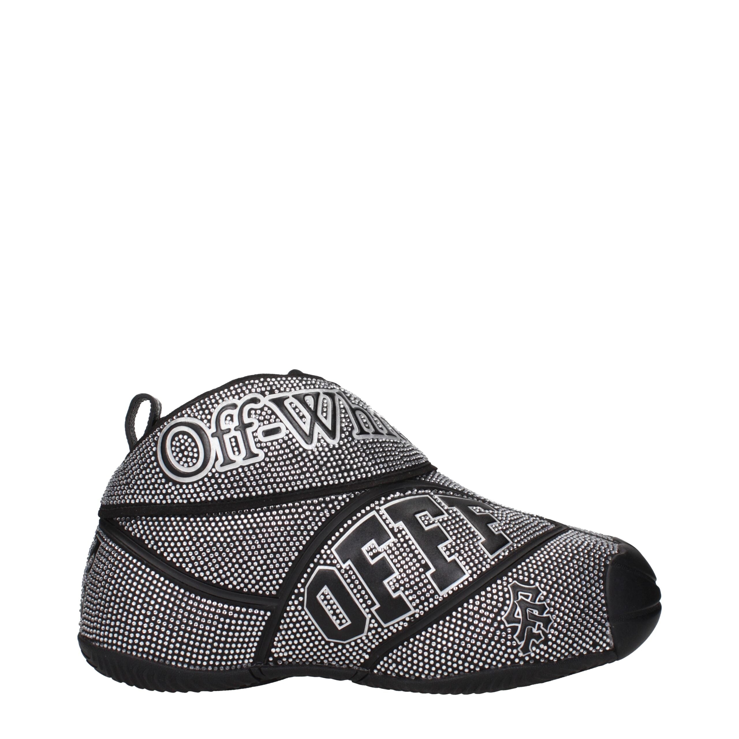 Indulge in Off-White Black Cotton Sneakers, where exquisite craftsmanship meets luxury. Elevate your style with rhinestone accents and a contemporary silhouette.