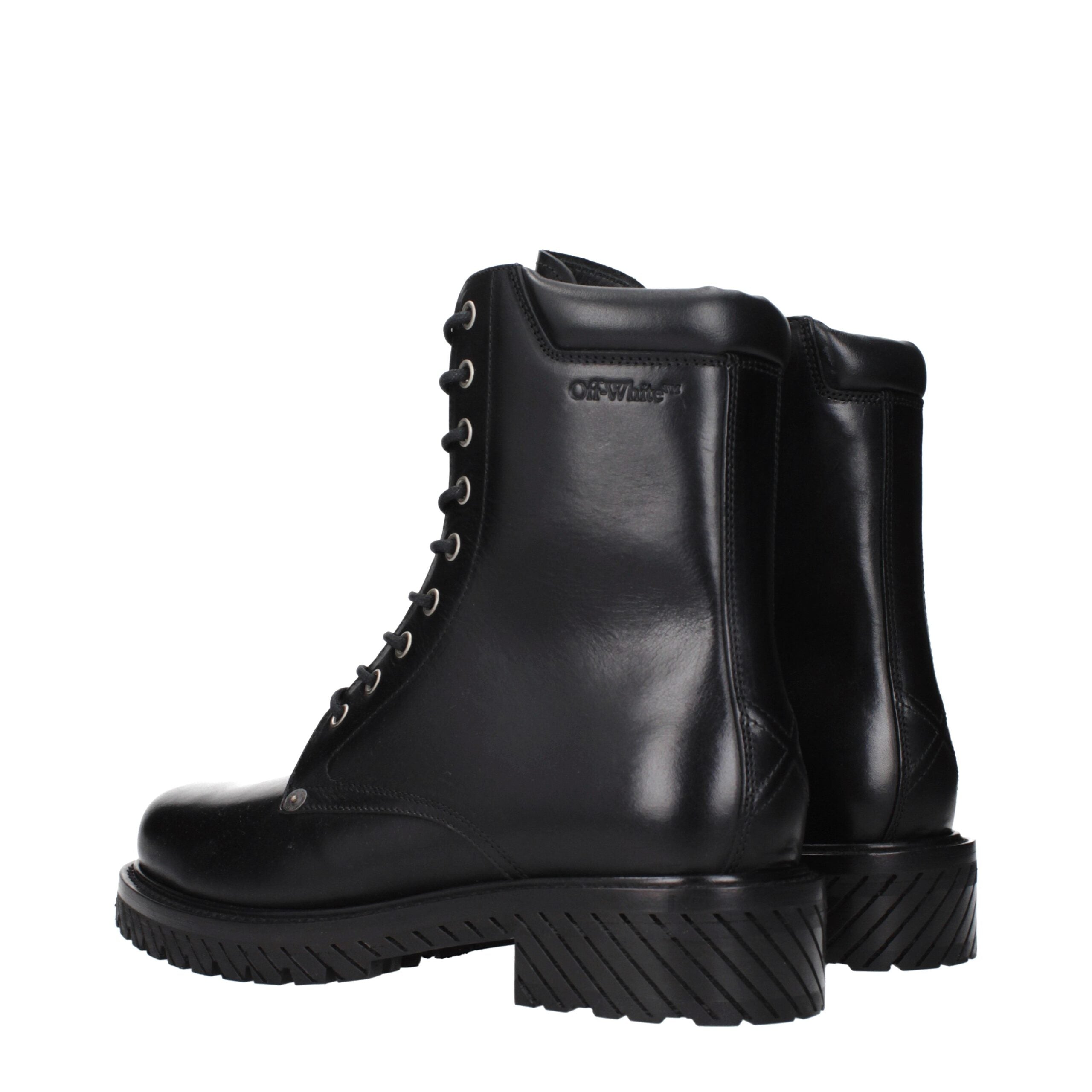 Elevate your style with Off-White Black Leather Ankle Boots, where exquisite craftsmanship meets timeless elegance, perfect for those who embody sophistication.