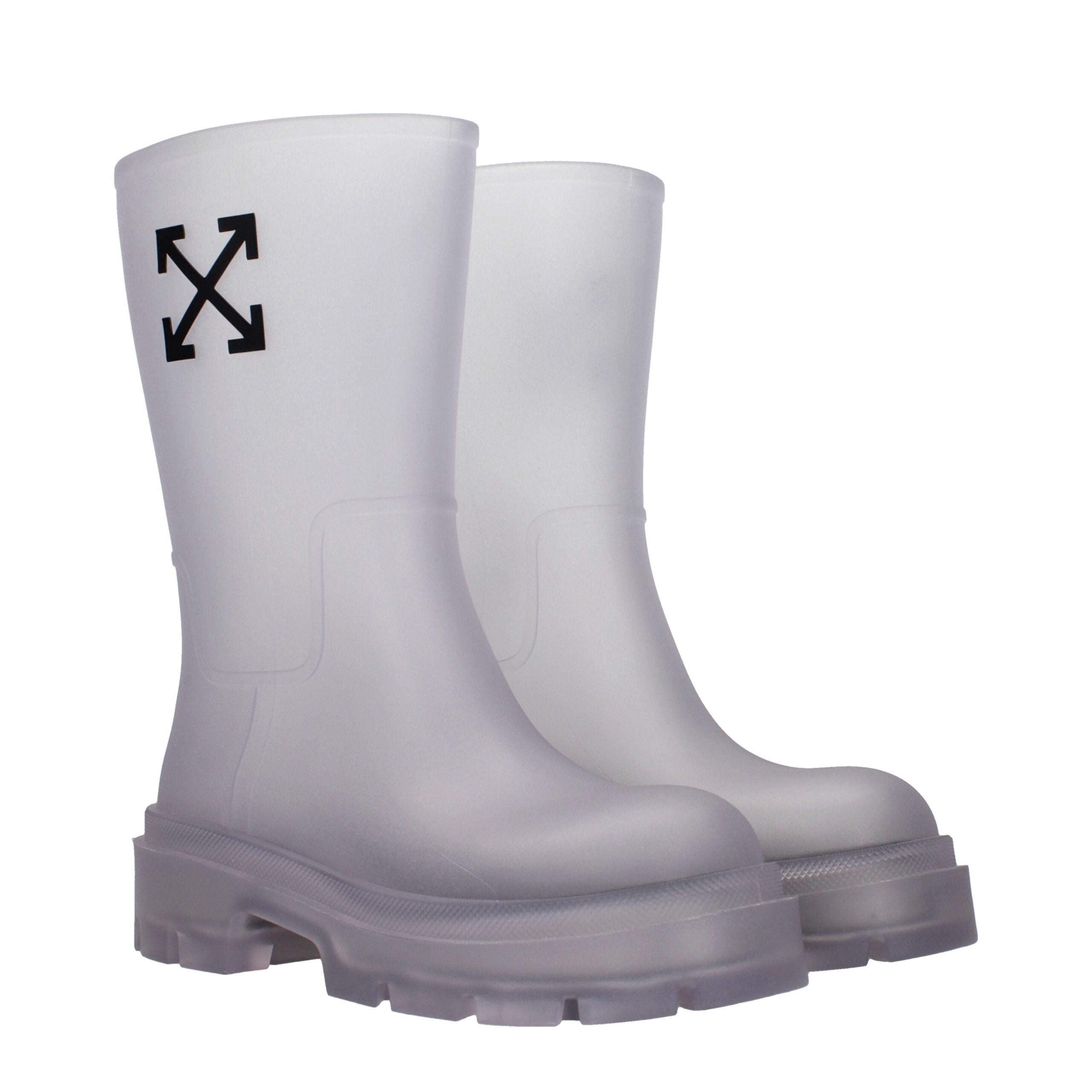 Elevate your style with Off-White Transparent PVC Ankle Boots, where exquisite craftsmanship meets contemporary luxury, perfect for the discerning fashionista.