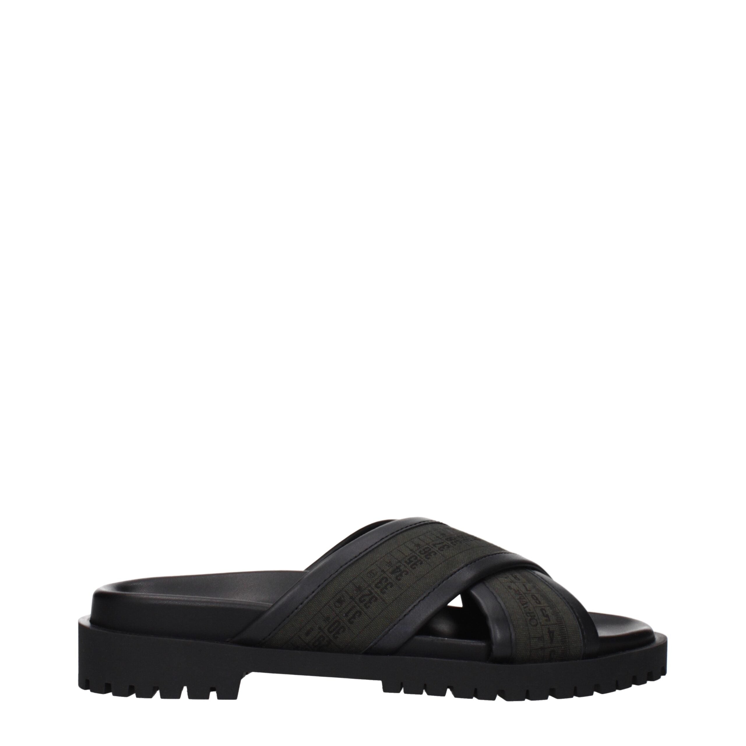 Elevate your style with Off-White Green Fabric Flat Sandals, where exquisite craftsmanship meets modern elegance, perfect for those who appreciate luxury and comfort.
