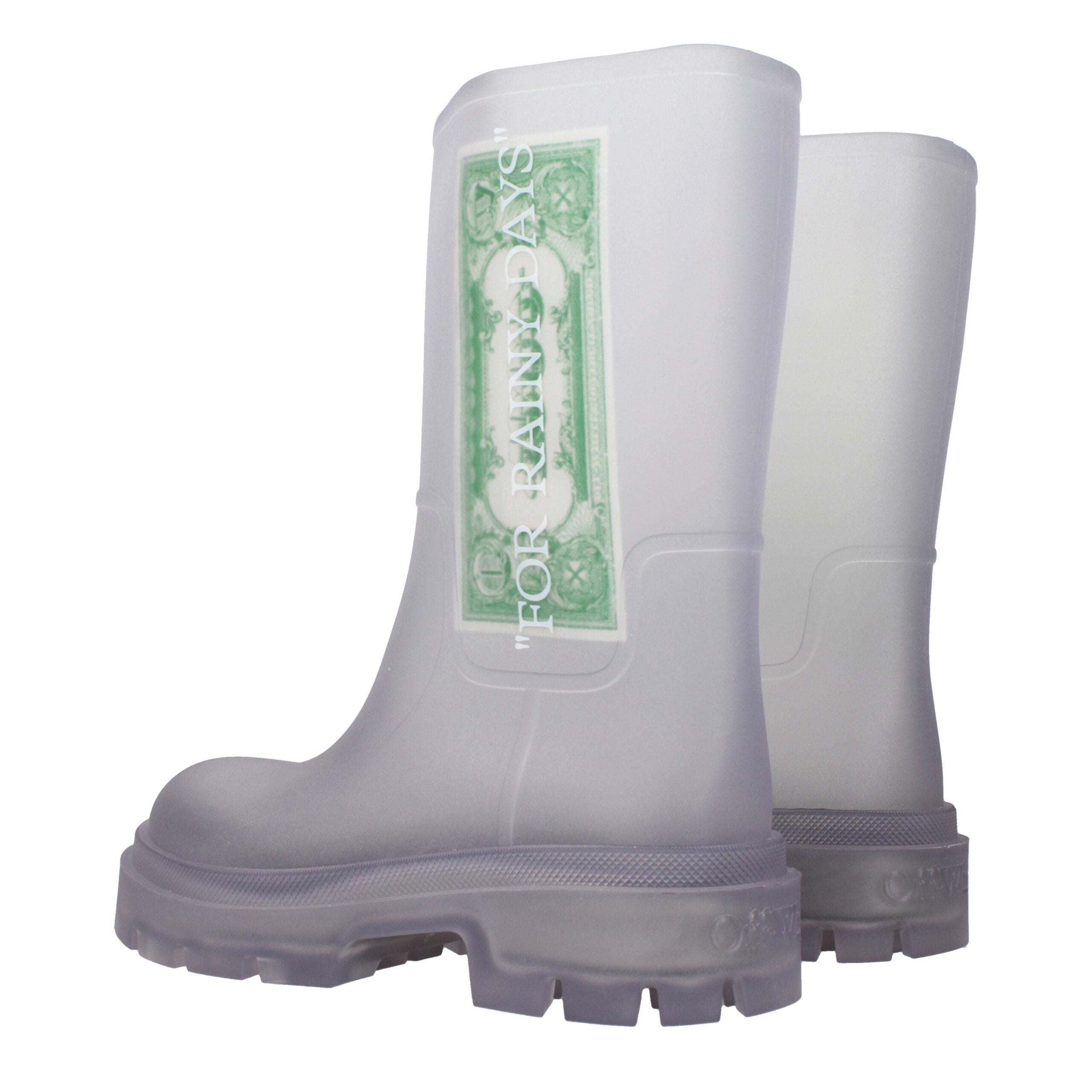 Elevate your style with Off-White Transparent PVC Ankle Boots, a masterpiece of modern allure and timeless elegance, perfect for any sophisticated occasion.