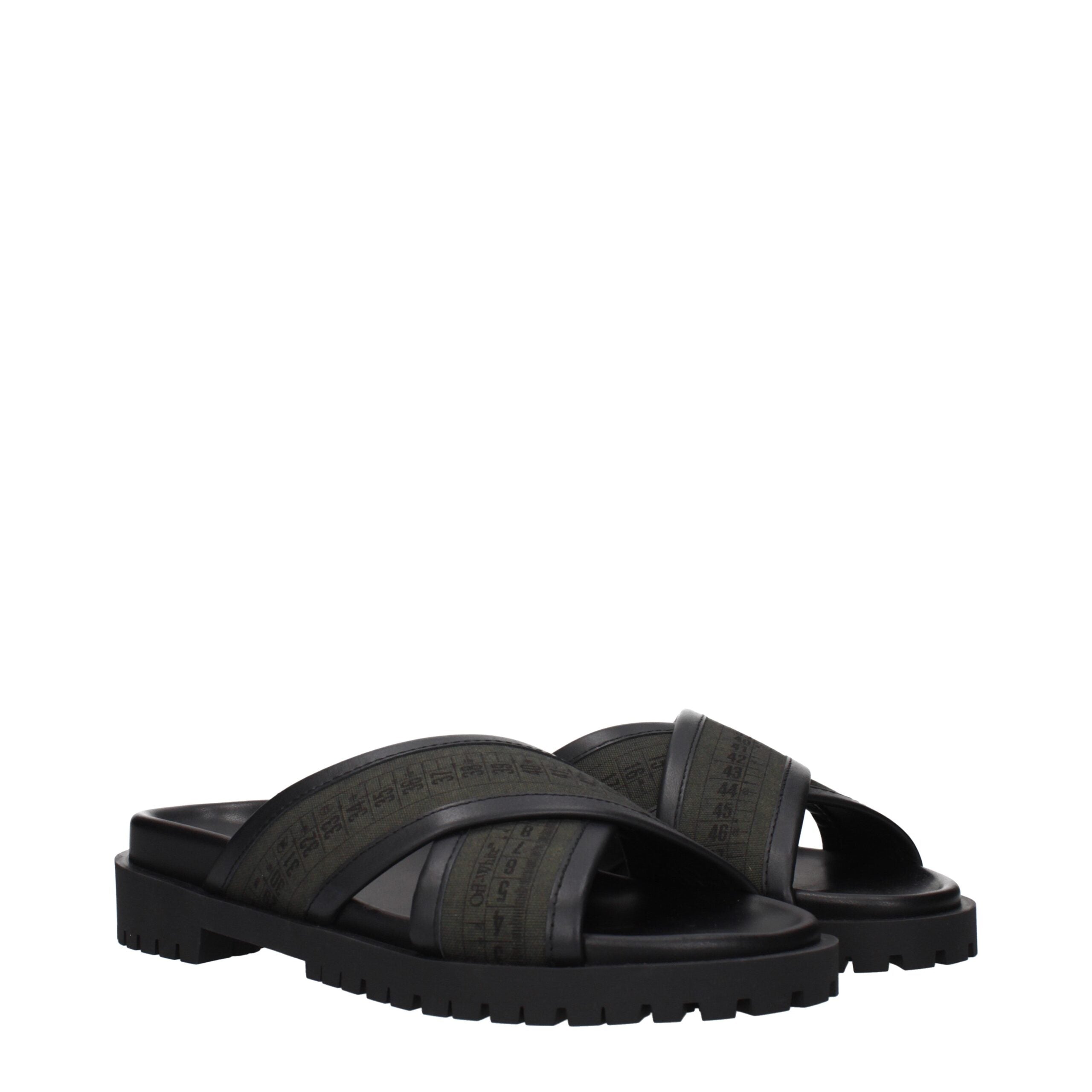 Indulge in the Off-White Green Fabric Flat Sandals, where exquisite craftsmanship meets modern elegance, perfect for those who appreciate luxury and comfort.