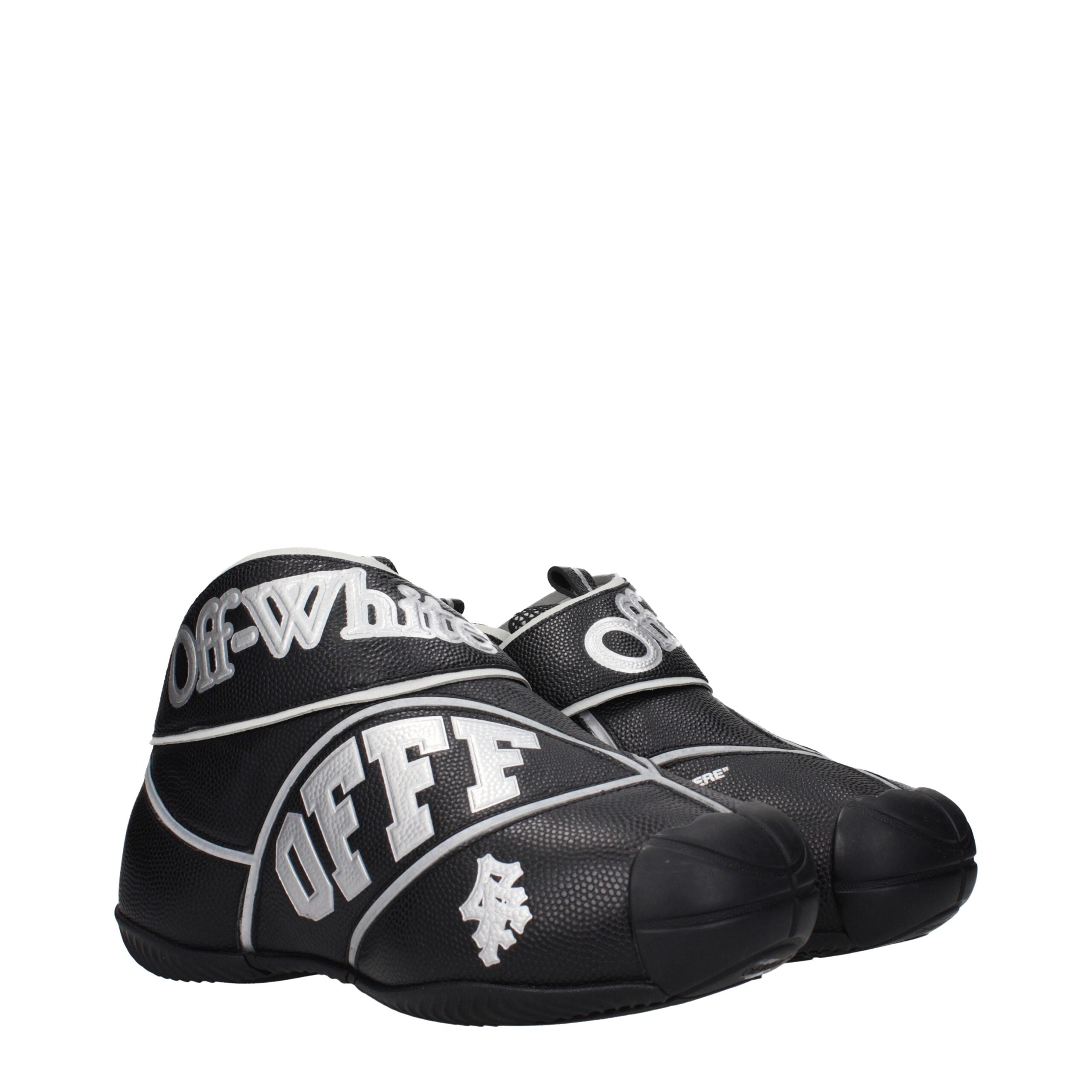 Elevate your style with Off-White Black Leather High Top Sneakers, where exquisite craftsmanship meets urban luxury, perfect for the discerning connoisseur.