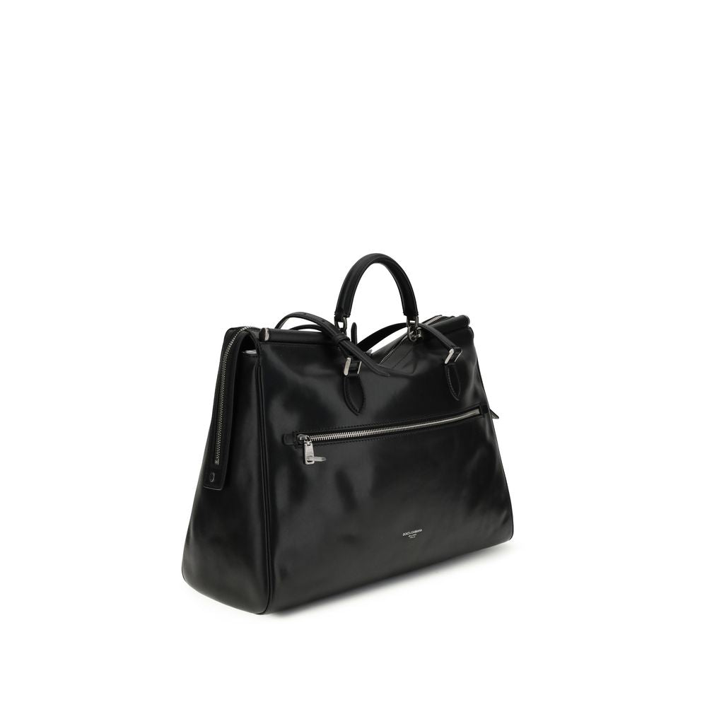 Dolce & Gabbana Black Calf Leather Bos Taurus Handbag