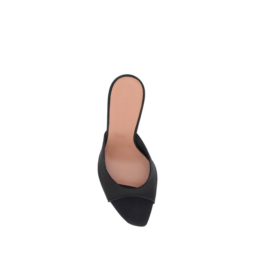 Amina Muaddi Black Fabric Stiletto Heel Sandals