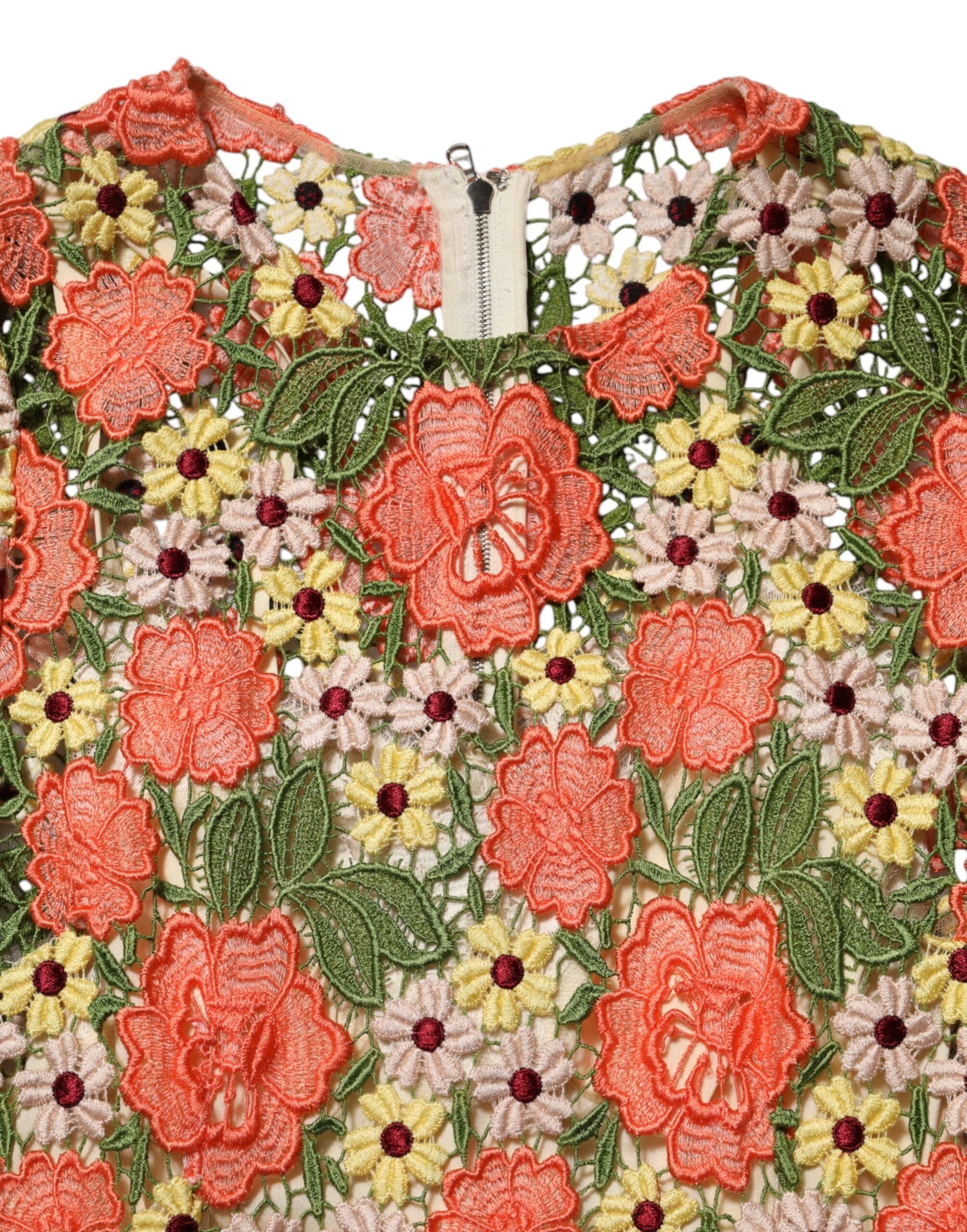 Indulge in the exquisite Dolce & Gabbana Multicolor Floral Embroidery Aline Mini Dress, a luxurious blend of elegance and artistry, perfect for unforgettable occasions.