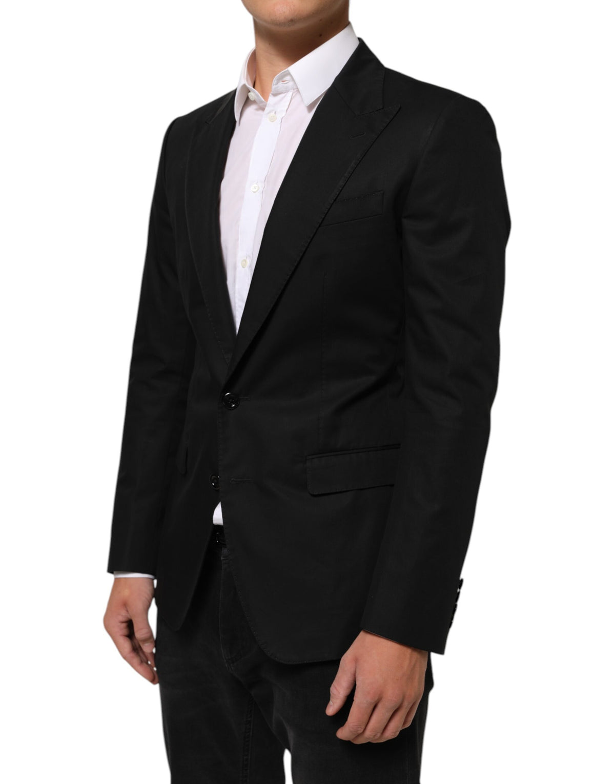 Elevate your wardrobe with the Dolce & Gabbana Black Wool Suit Jacket Blazer, a masterpiece of Italian craftsmanship in luxurious wool, perfect for the discerning individual.