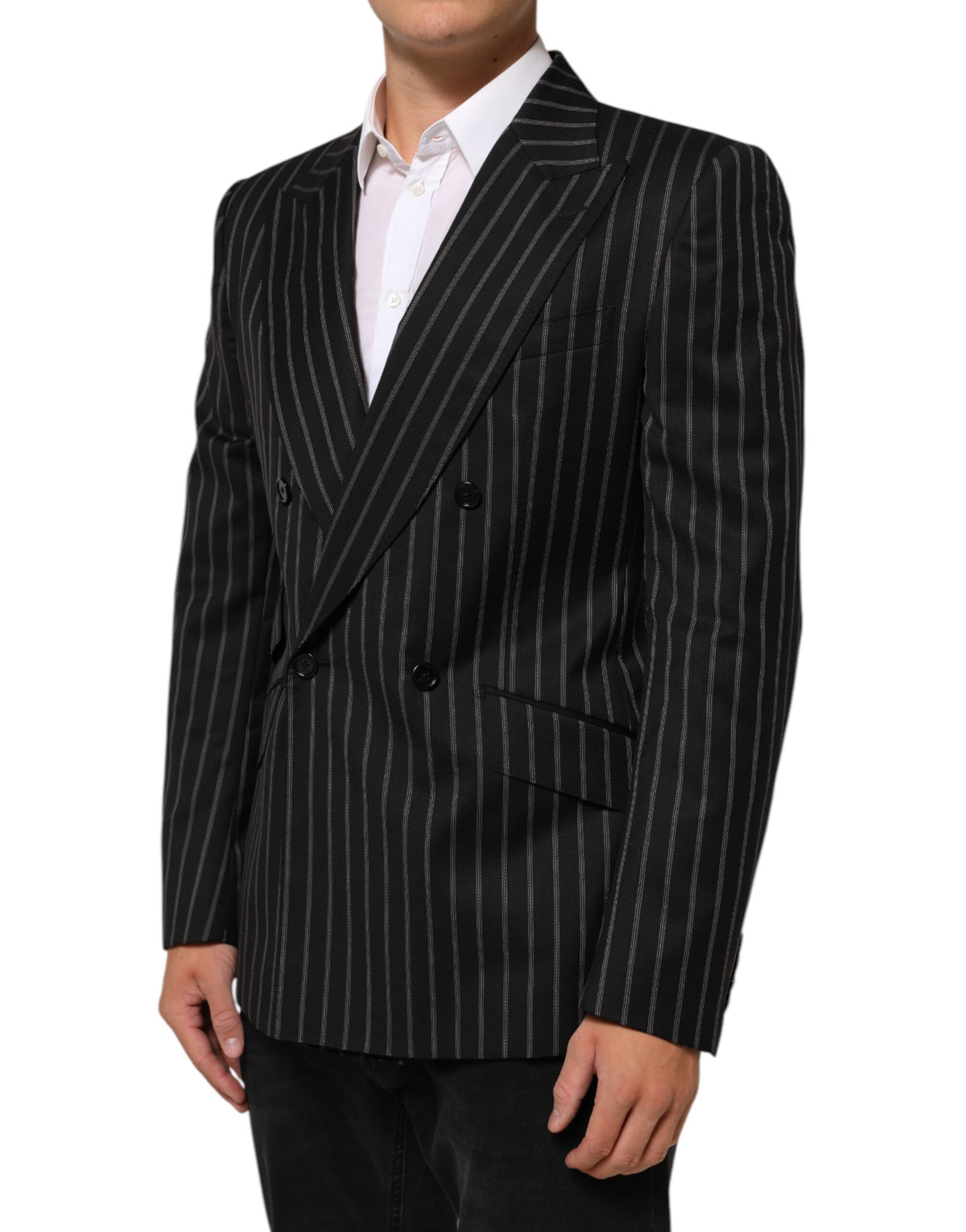 Elevate your wardrobe with the Dolce & Gabbana Black Stripes SICILIA Blazer, a masterpiece of Italian craftsmanship that embodies luxury and sophistication for every occasion.