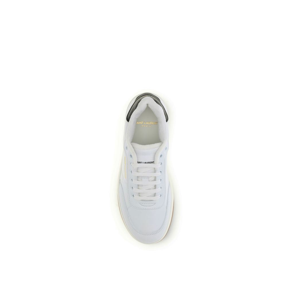 Saint Laurent White Calf Leather Sneakers - Artisanal Luxury