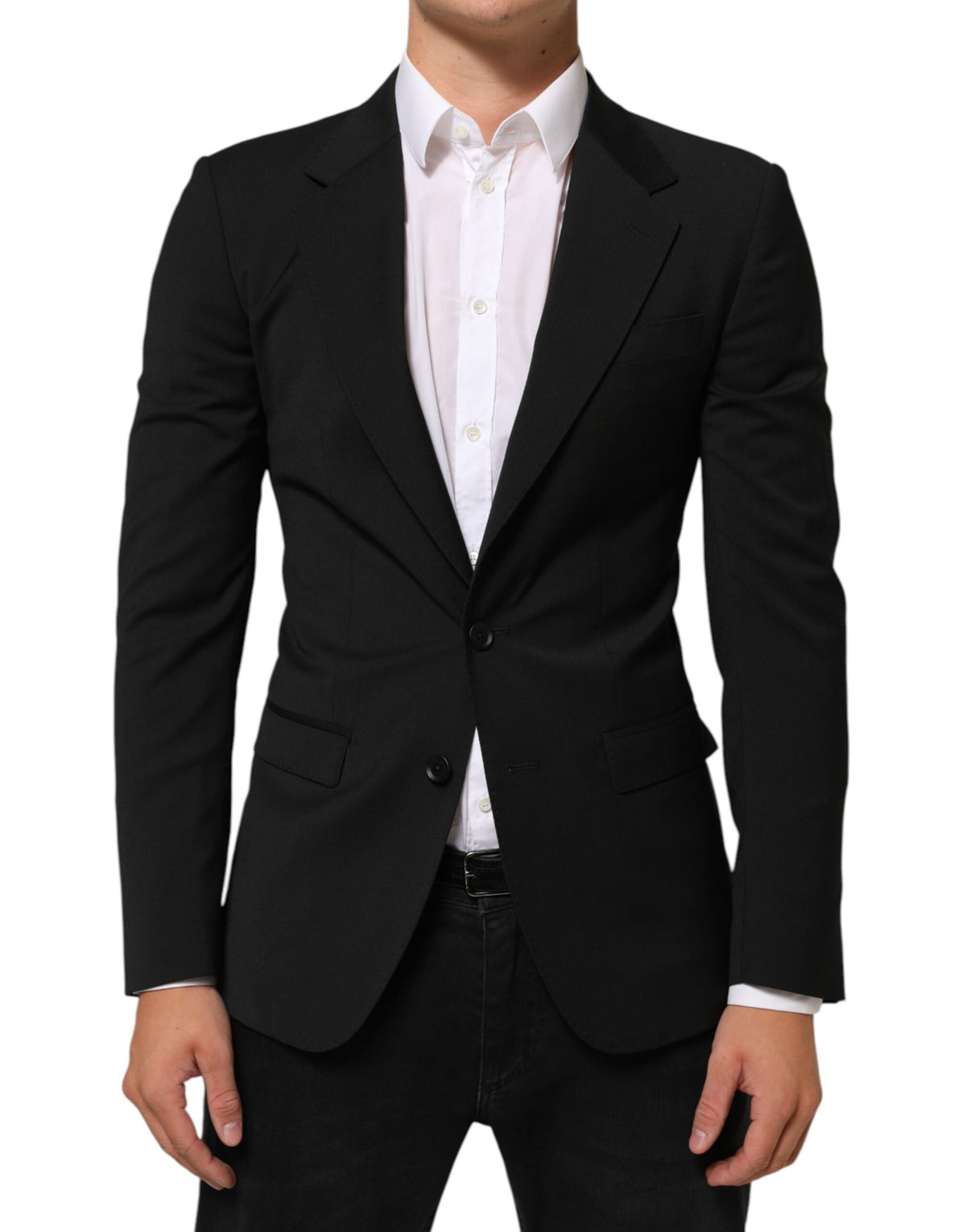 Elevate your wardrobe with the Dolce & Gabbana Black STAFF Blazer, a masterpiece of Italian craftsmanship that embodies timeless elegance and refined sophistication.