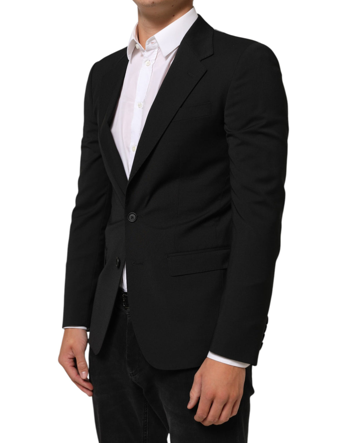 Elevate your wardrobe with the Dolce & Gabbana Black STAFF Blazer, a masterpiece of Italian craftsmanship that embodies timeless elegance and refined sophistication.