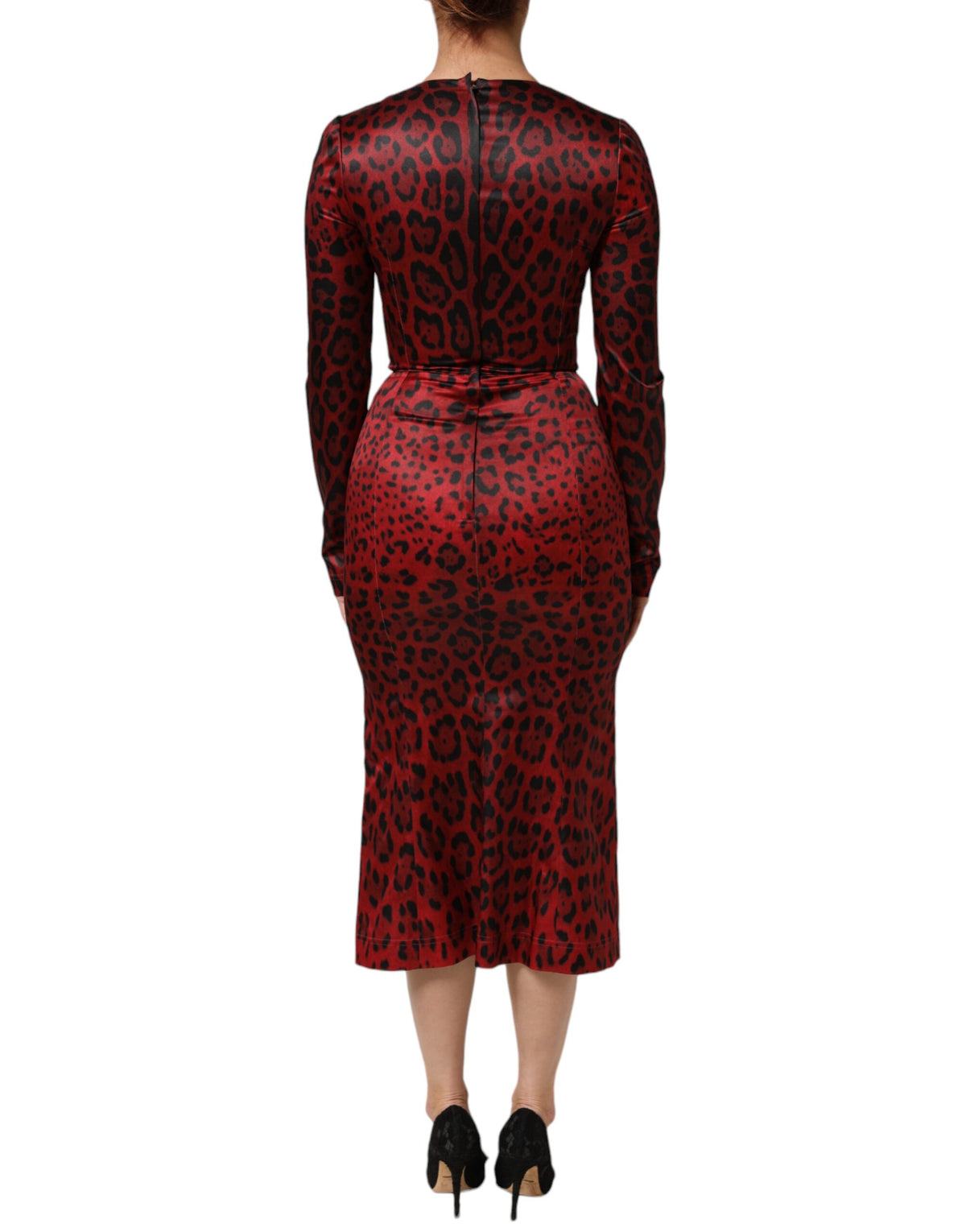 Indulge in the allure of the Dolce & Gabbana Red Leopard Sheath Long Sleeves Dress, a masterpiece of Italian craftsmanship, exuding timeless elegance and sensual sophistication.