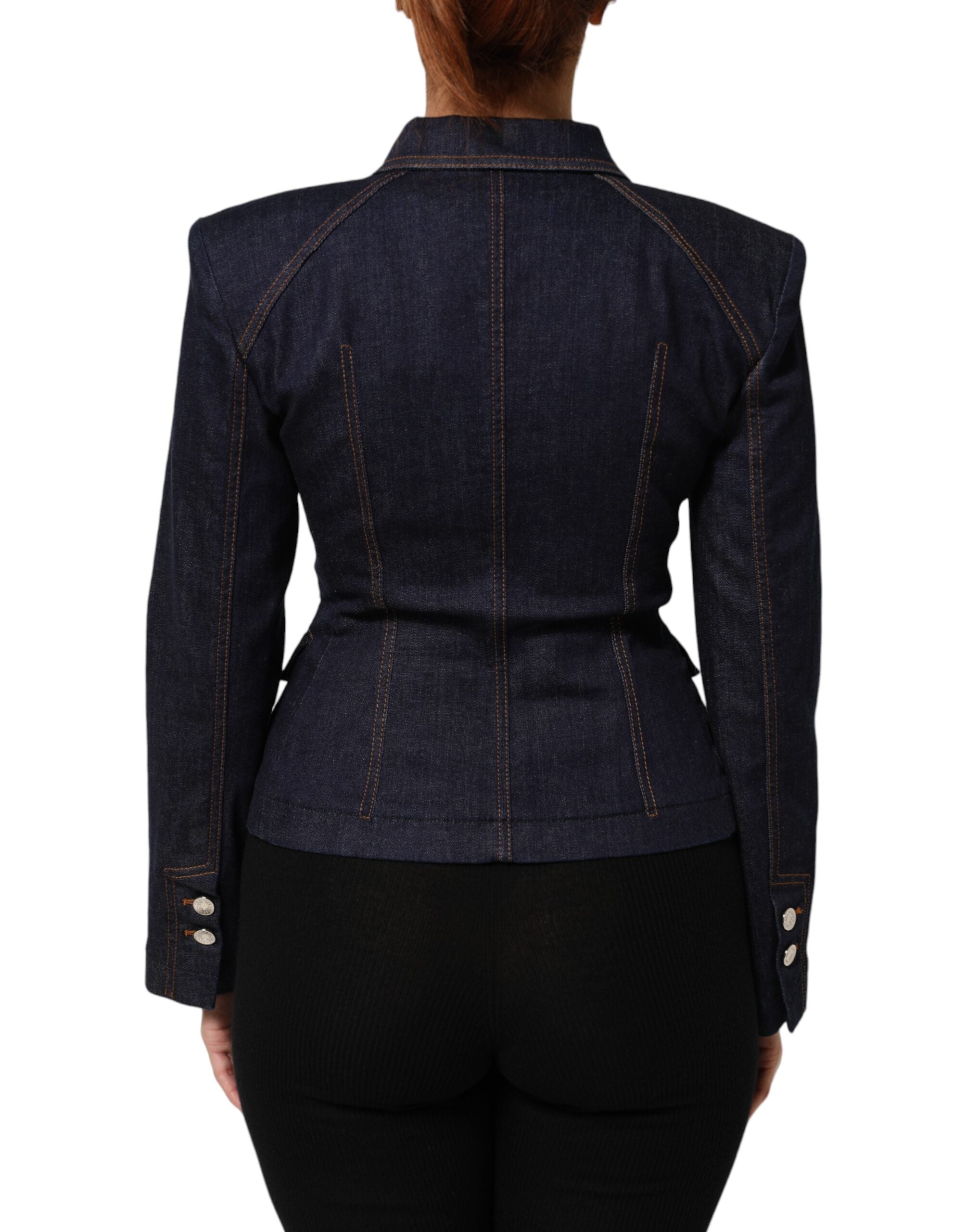Experience the exquisite Dolce & Gabbana Dark Blue Cotton Collared Denim Coat Jacket, a timeless blend of Italian craftsmanship and modern elegance, perfect for the discerning individual.