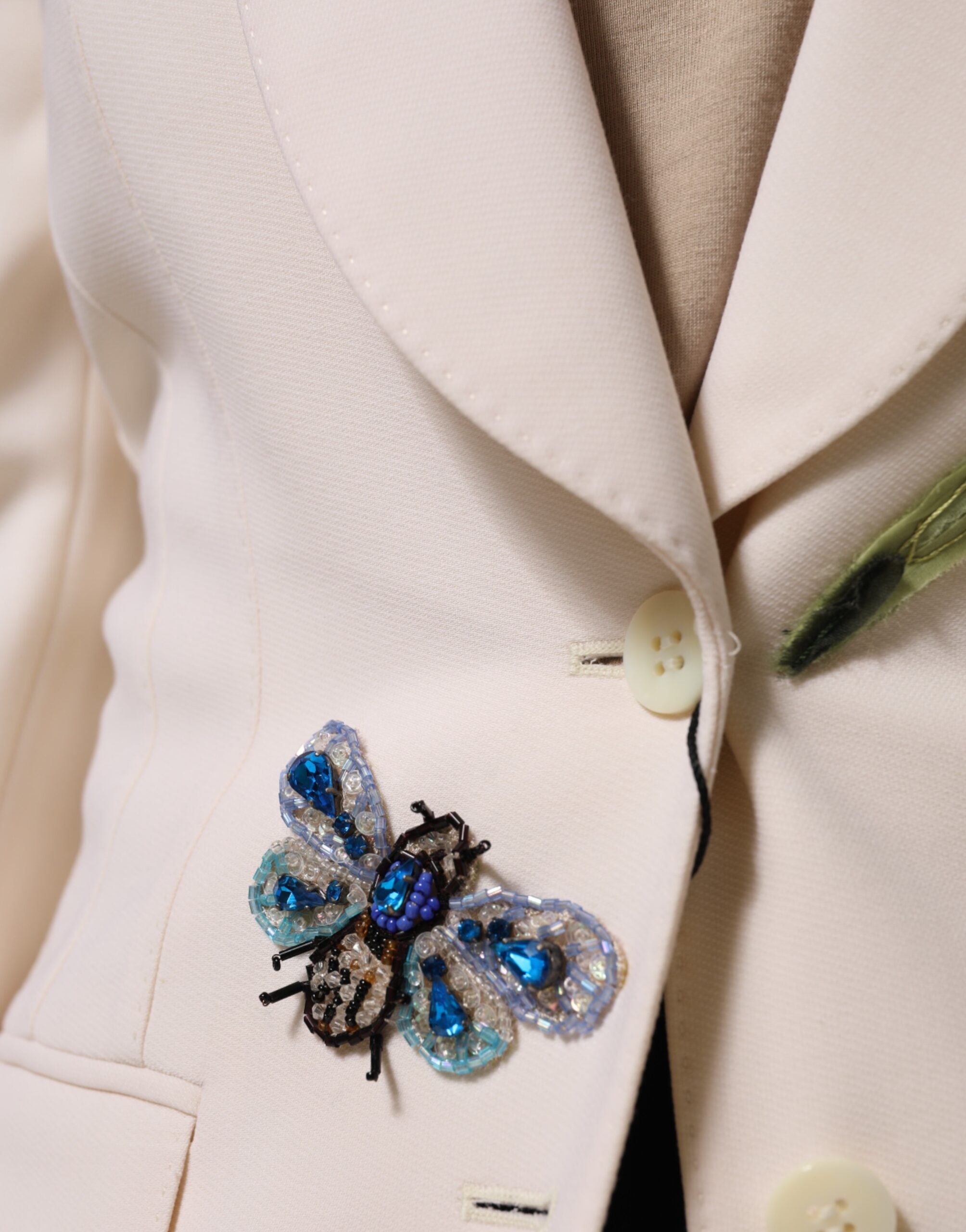 Dolce & Gabbana Beige Embroidered Single Breasted Jacket