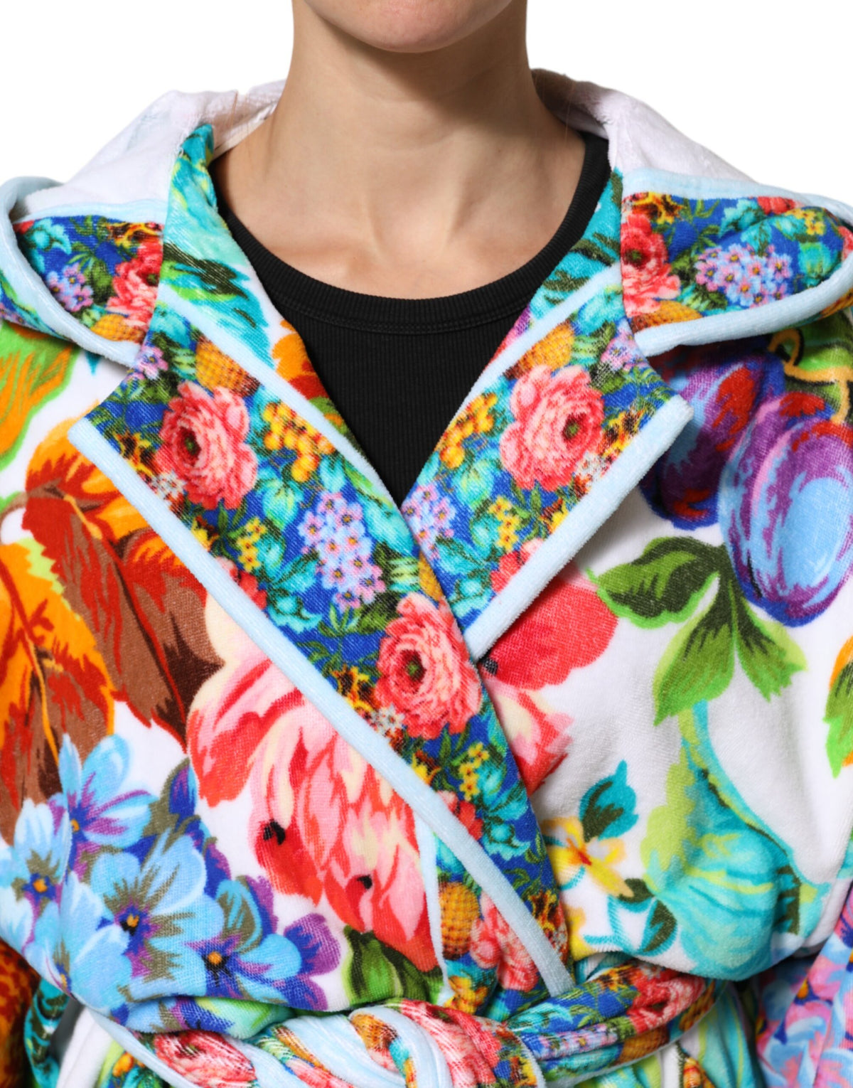 Indulge in the exquisite Dolce & Gabbana Multicolor Floral Print Belted Bathrobe Coat Jacket, a masterpiece of Italian craftsmanship in luxurious cotton, perfect for the discerning individual.