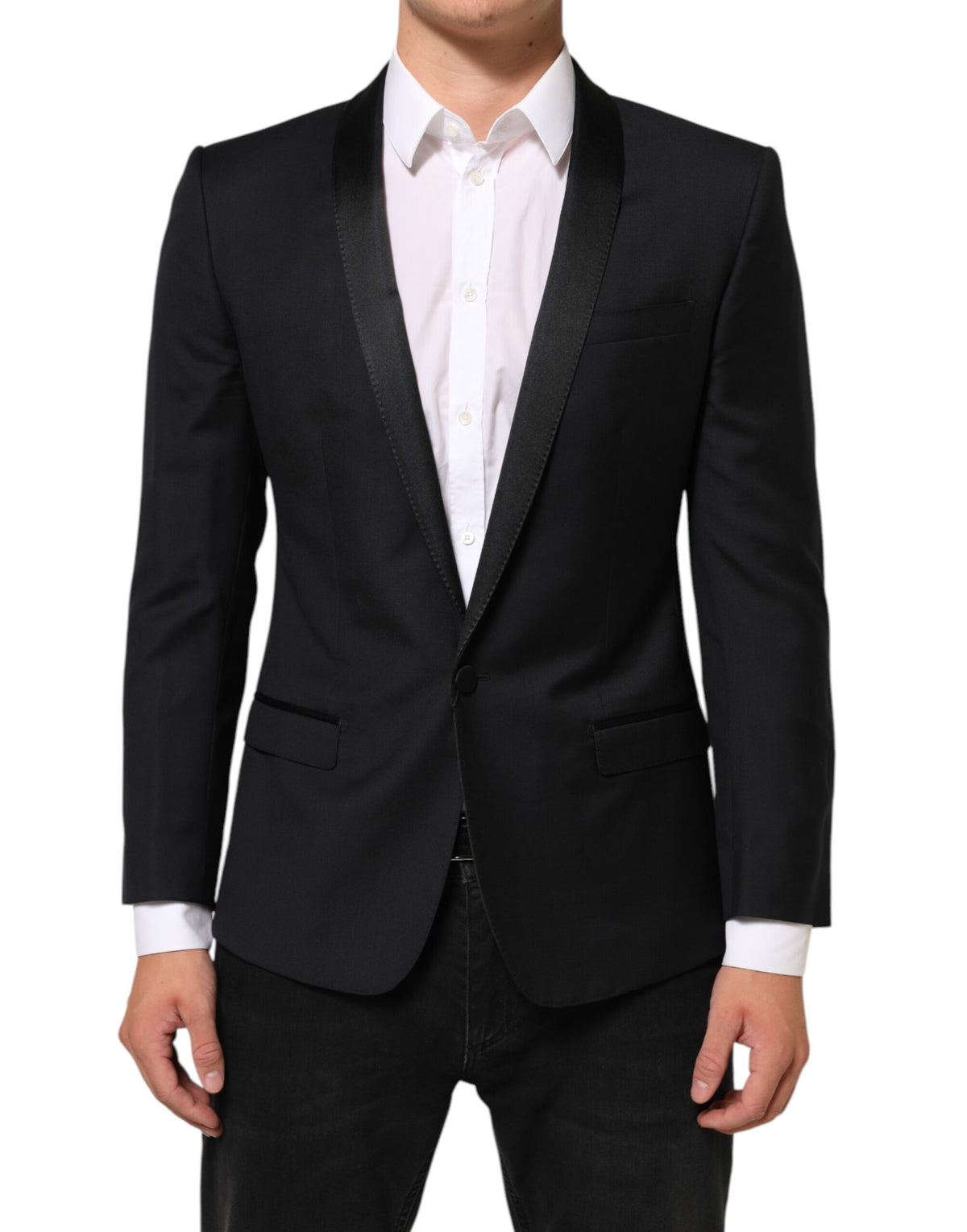 Elevate your wardrobe with the Dolce & Gabbana Black GOLD 1 Button Suit Jacket, a masterpiece of Italian craftsmanship that embodies sophistication and timeless elegance.