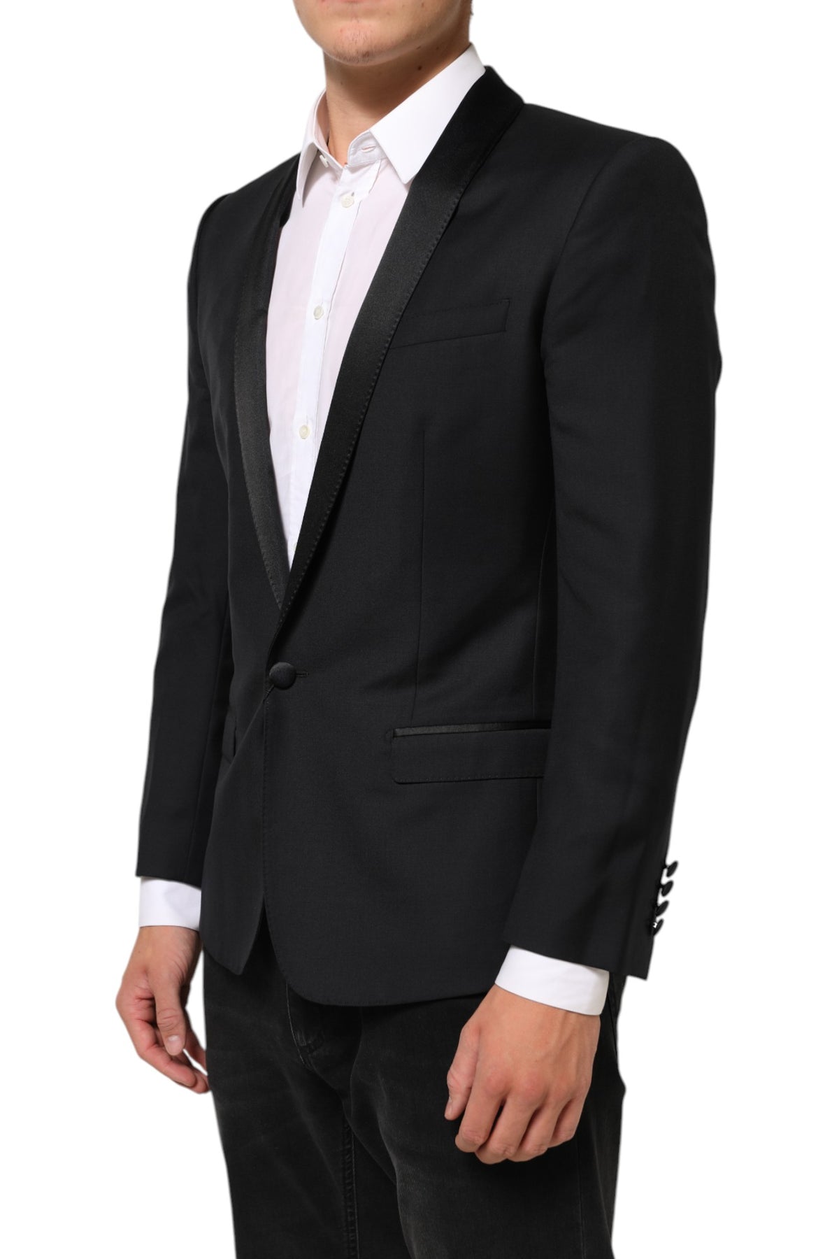 Elevate your elegance with the Dolce & Gabbana Black GOLD 1 Button Suit Jacket, a masterpiece of Italian craftsmanship designed for the discerning individual.