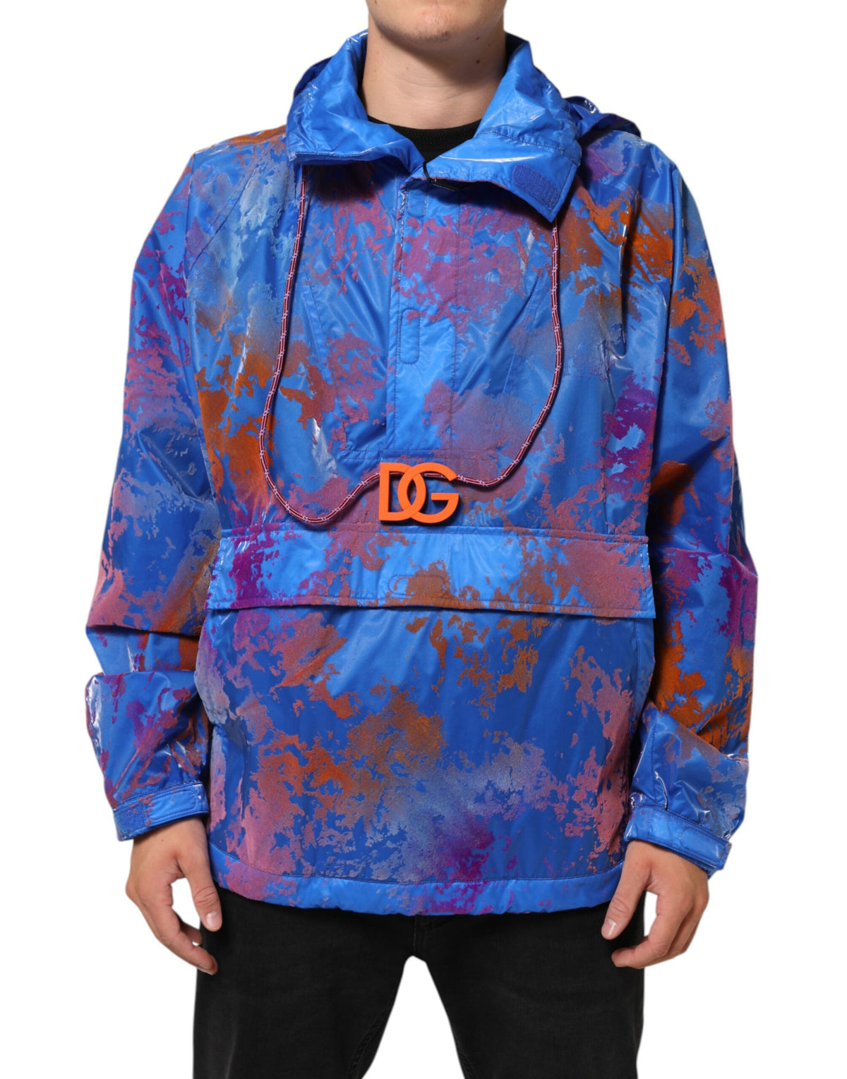 Elevate your wardrobe with the Dolce & Gabbana Blue Tie Dye Logo Hooded Sweatshirt Jacket, a luxurious blend of soft cotton and exquisite craftsmanship, perfect for the discerning individual.