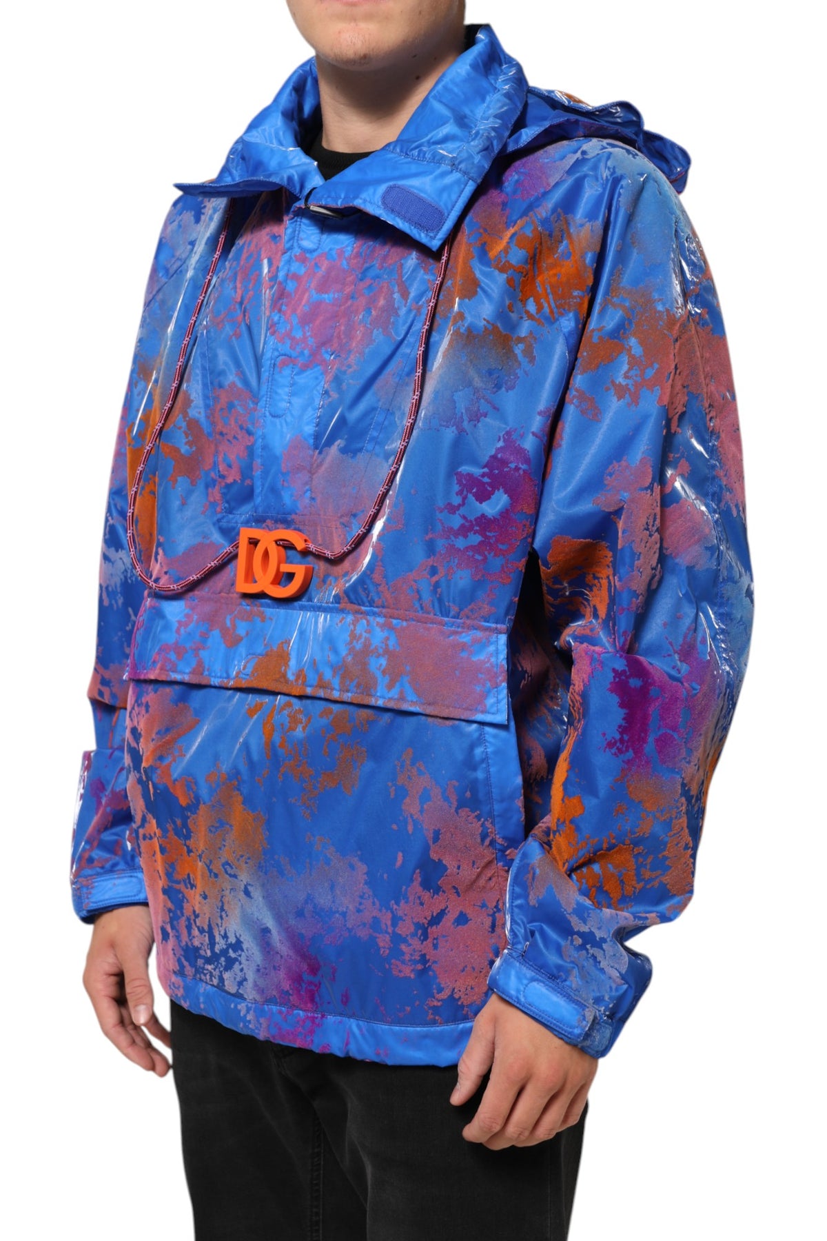 Indulge in the Dolce & Gabbana Blue Tie Dye Logo Hooded Sweatshirt Jacket, a masterpiece of Italian craftsmanship in soft cotton, embodying luxury and effortless elegance.