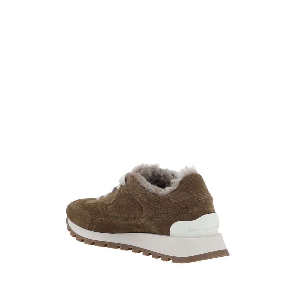 Brunello Cucinelli Brown Rubber Platform Sneakers