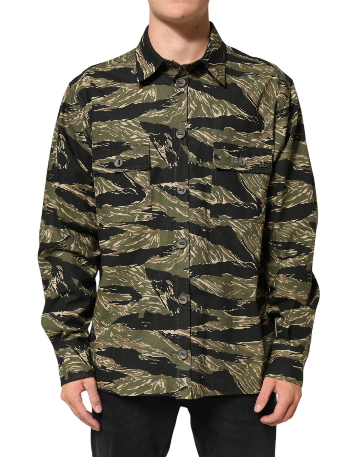 Experience the exquisite Dolce & Gabbana Multicolor Camouflage Cotton Casual Shirt, where high craftsmanship meets bold design, perfect for the discerning individual.