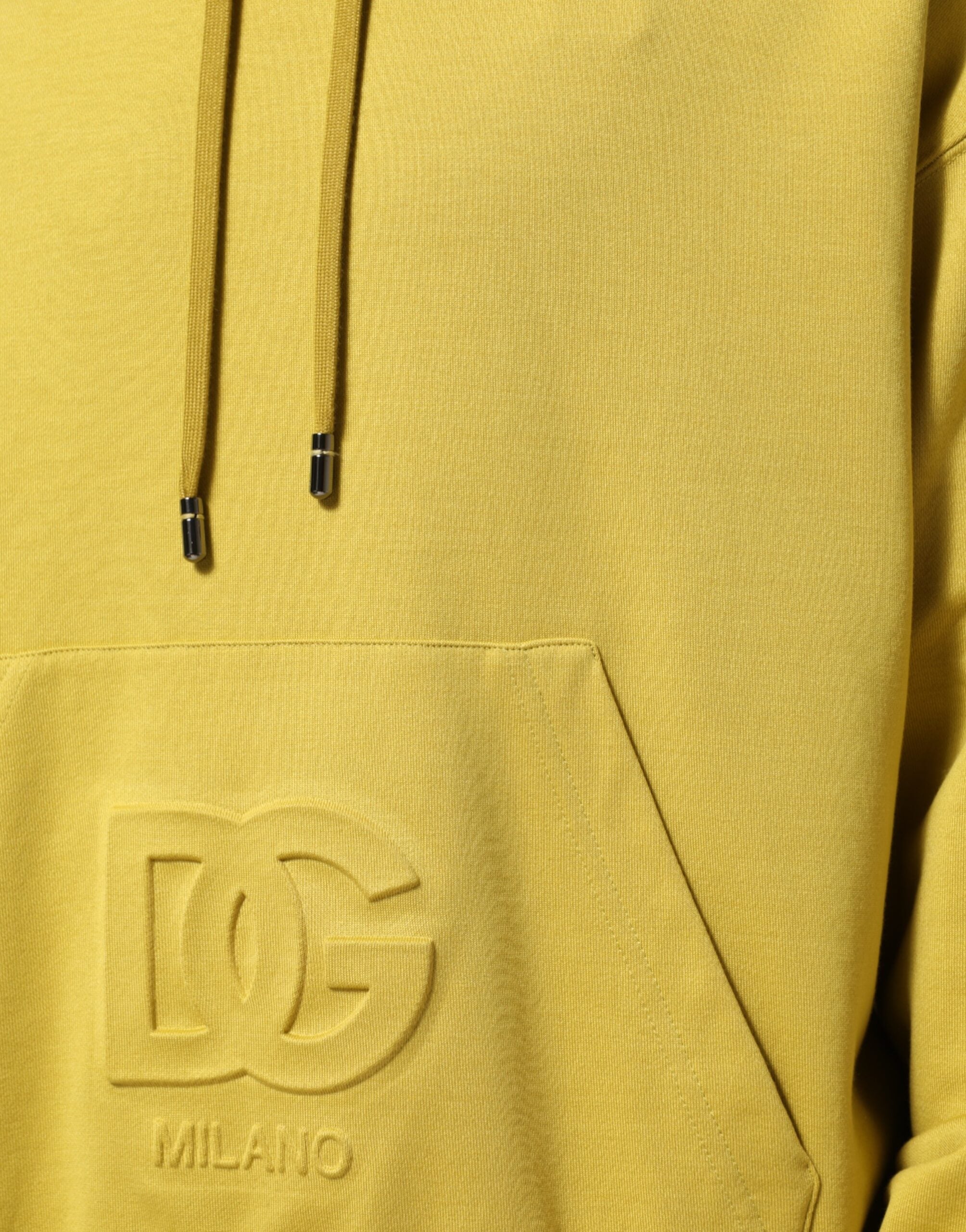 Dolce & Gabbana Yellow Logo Cotton Hooded Sweatshirt Sweater