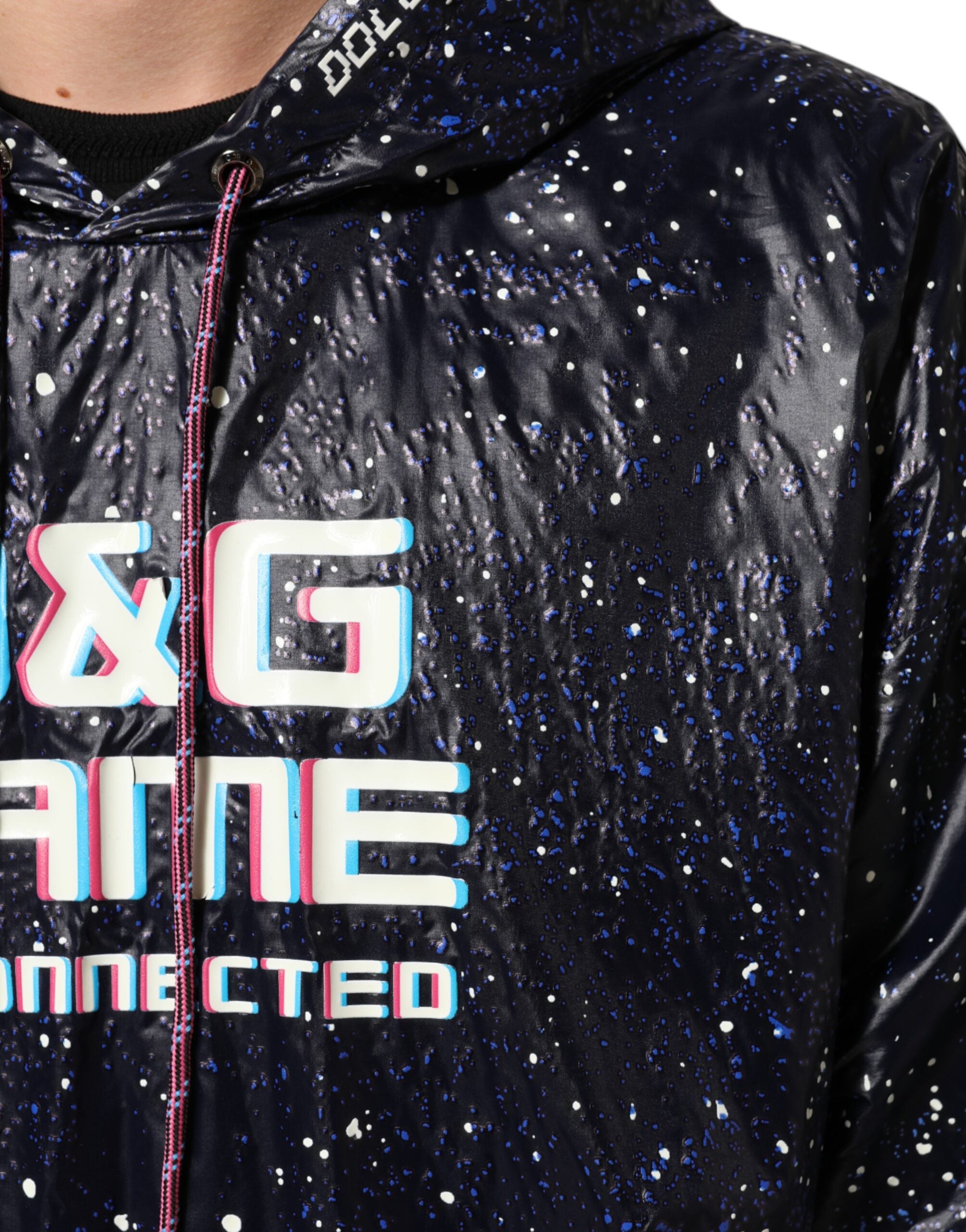 Dolce & Gabbana Blue D&G Game Hooded Men Sweatshirt Sweater