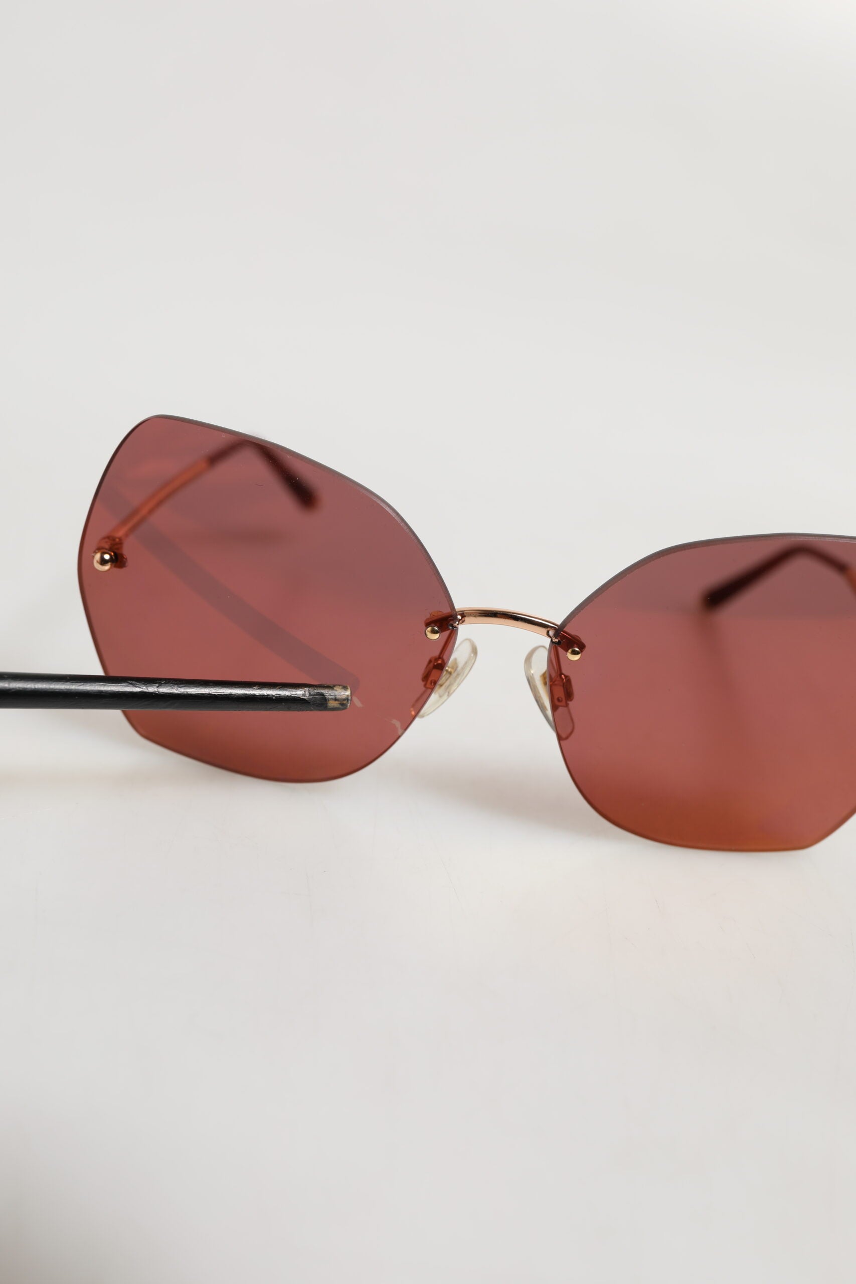 Dolce & Gabbana Lucia Gold Metal Cat Eye Red Lenses Sunglasses