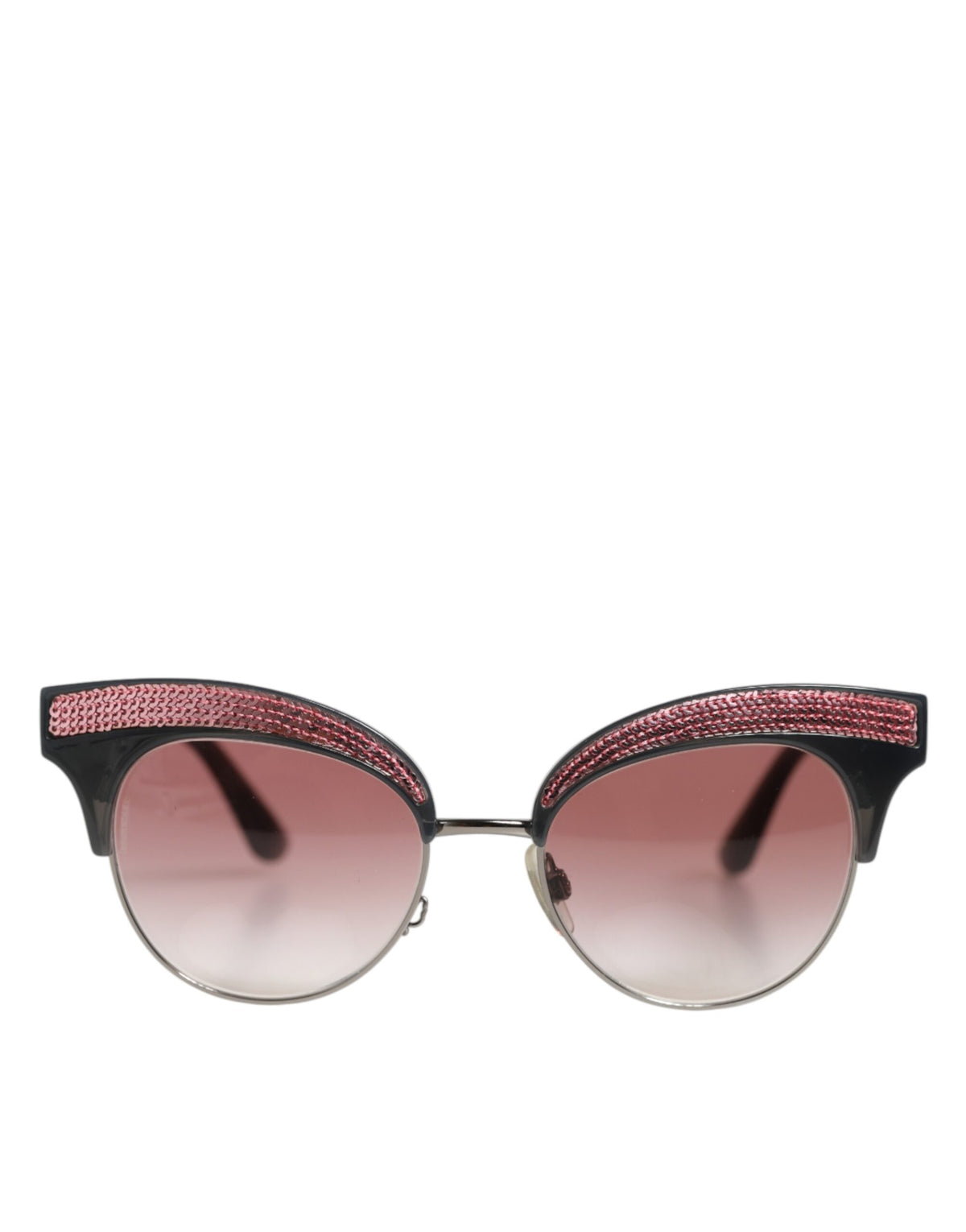 Indulge in the exquisite Dolce & Gabbana Black Pink Mirrored Cat Eye Sequined Sunglasses, where luxurious craftsmanship meets bold elegance, perfect for the discerning individual.
