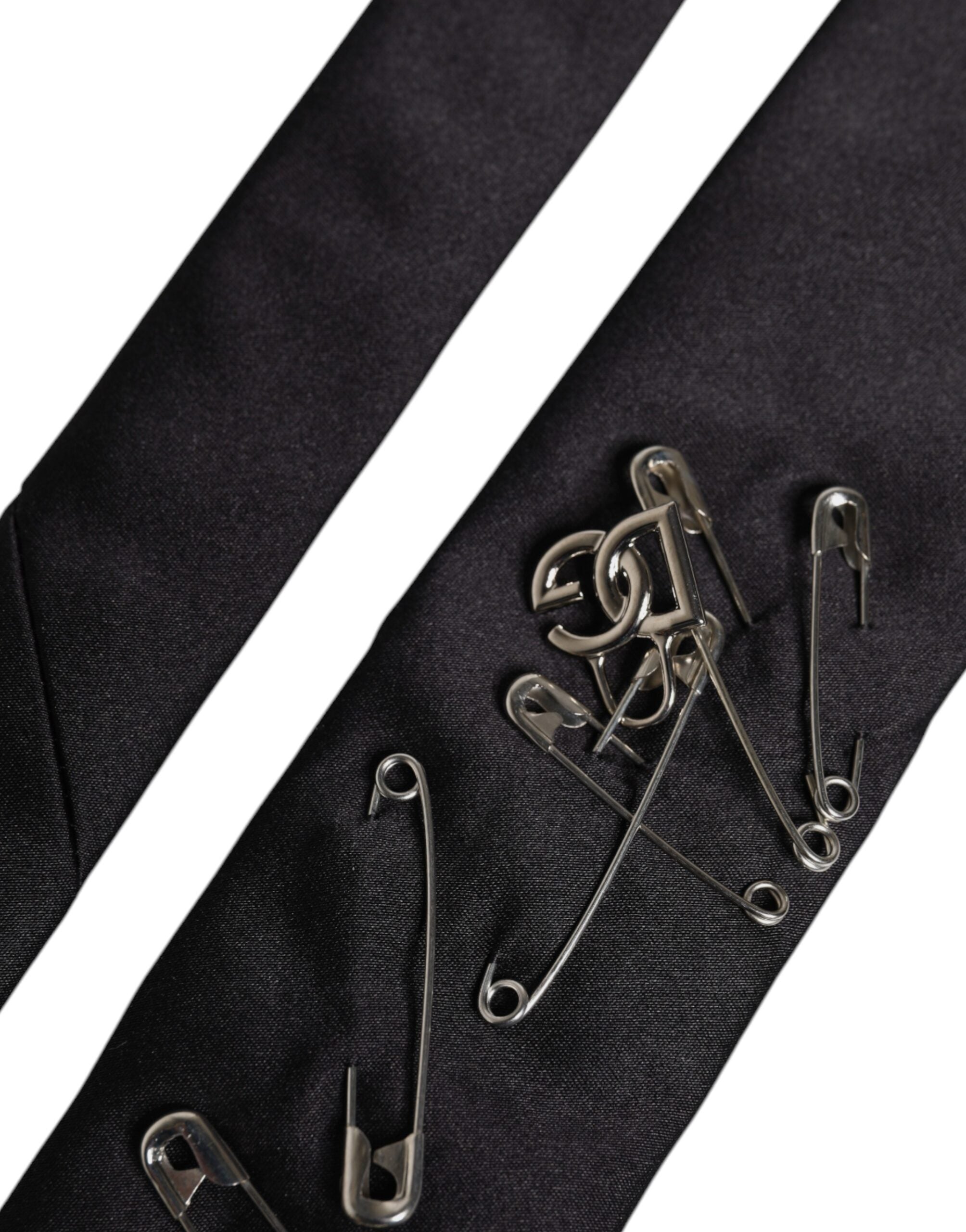 Dolce & Gabbana Silk Adjustable Necktie with Safety Pins