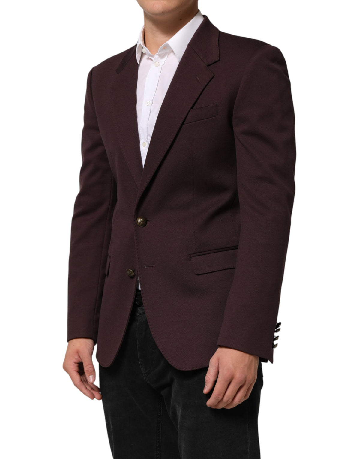 Elevate your wardrobe with Dolce & Gabbana's Maroon Cotton Blazer, a masterpiece of Italian craftsmanship that embodies timeless elegance and sophisticated allure.