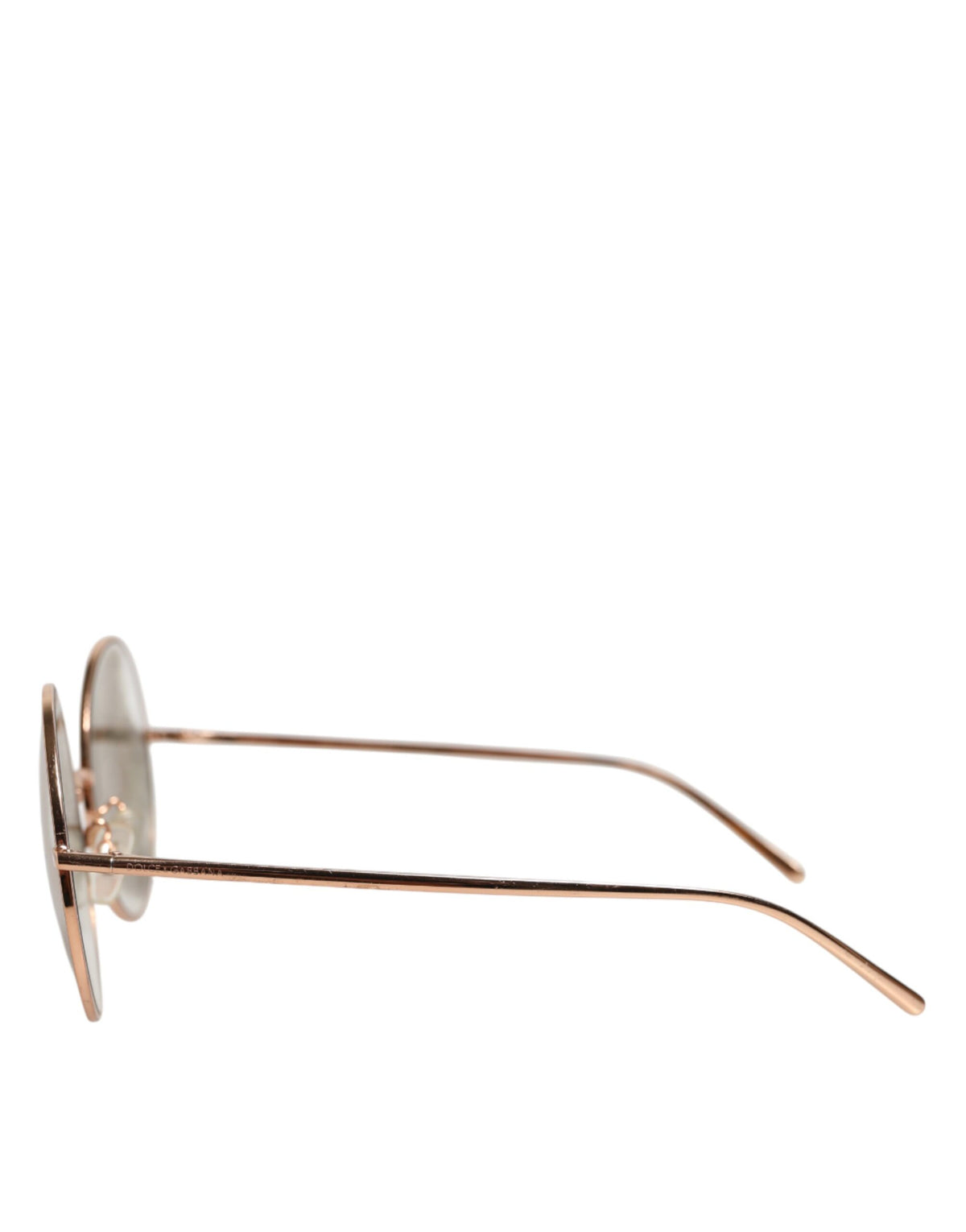 Indulge in the elegance of Dolce & Gabbana's Rose Gold Plated Round Lenses Sunglasses, a luxurious statement piece crafted in Italy, perfect for the discerning individual.