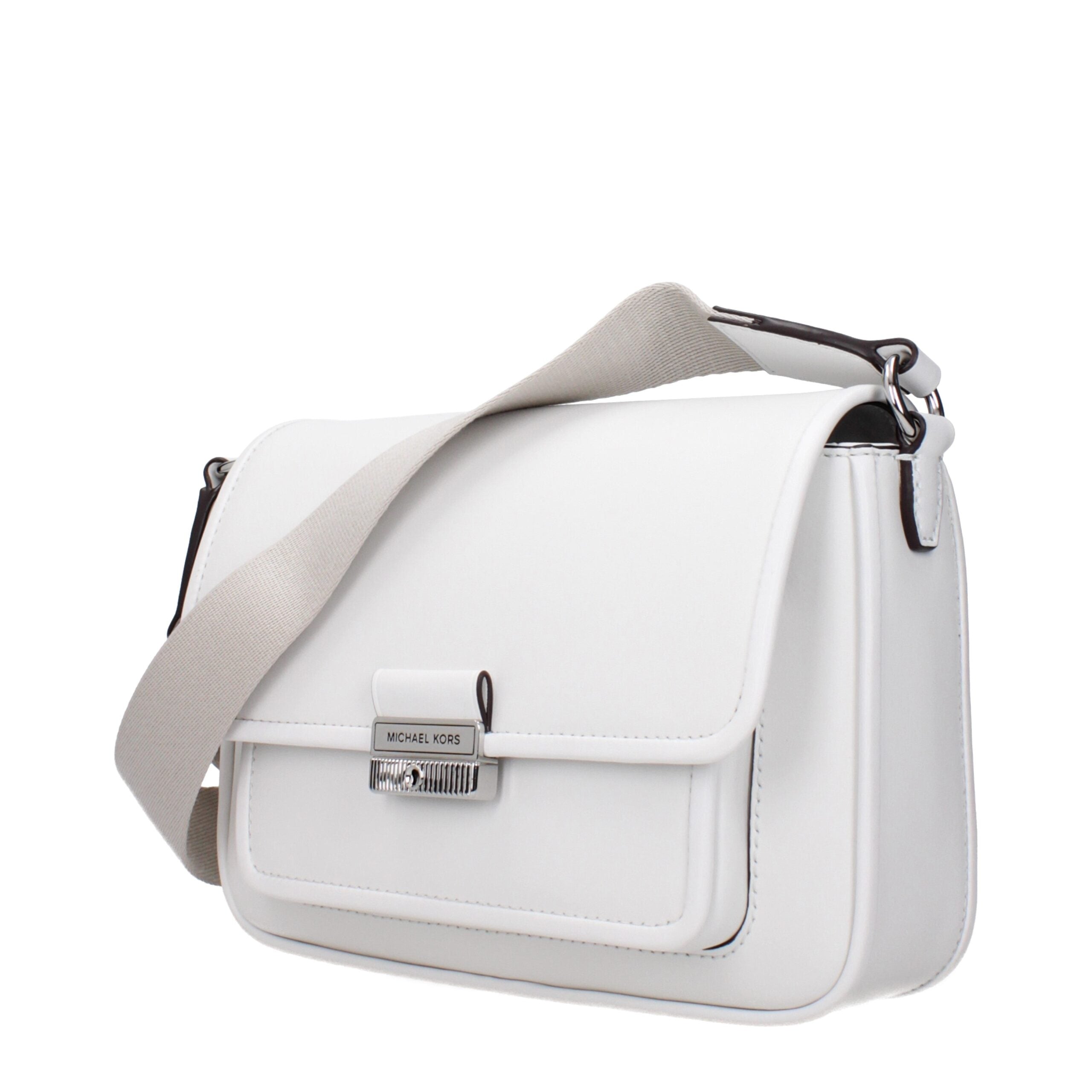 Experience the allure of the Michael Kors White Leather Crossbody Bag, a masterpiece of contemporary luxury, crafted for those who appreciate timeless elegance and impeccable style.