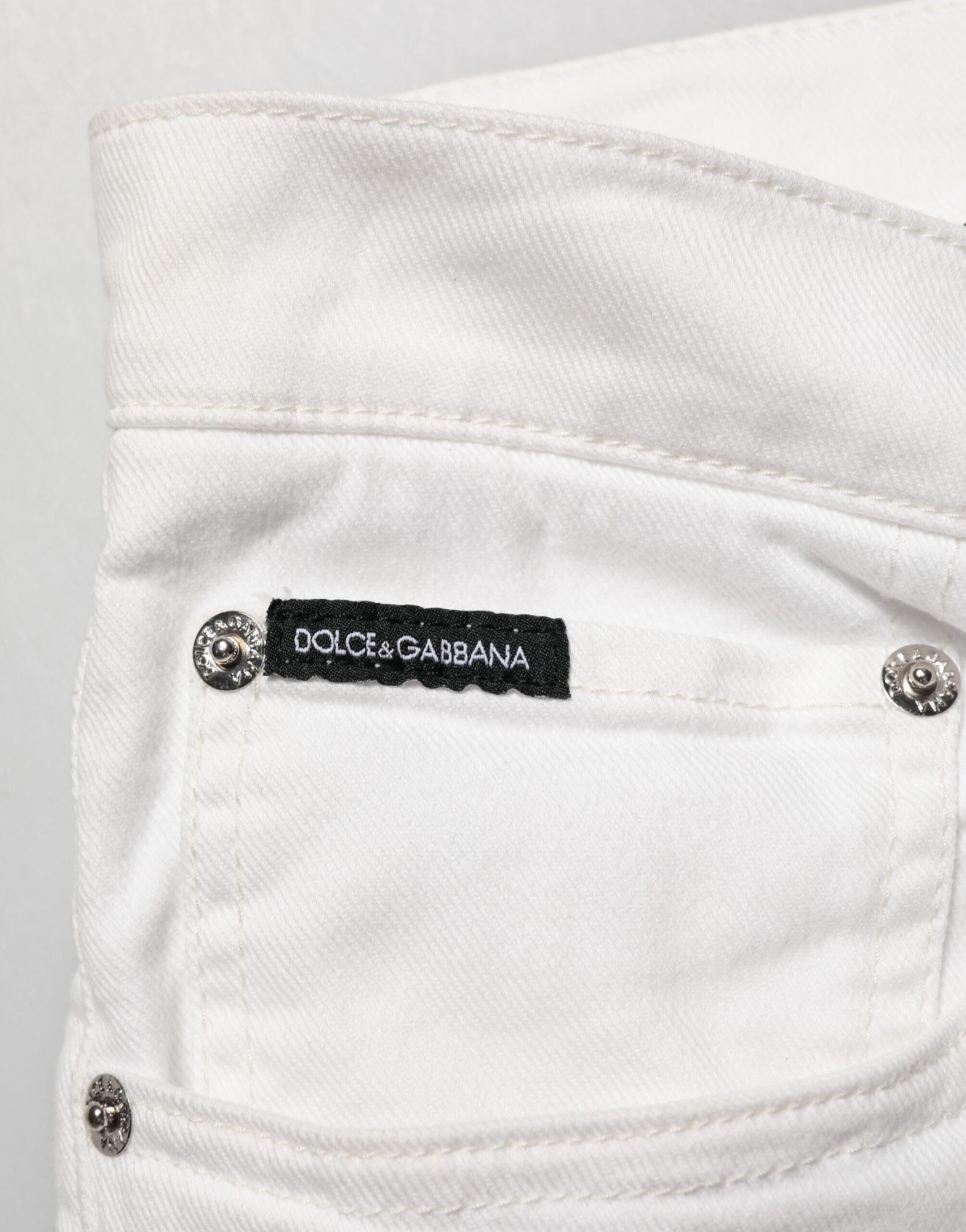 Dolce & Gabbana White Graffiti Print Skinny GOLD Denim Jeans