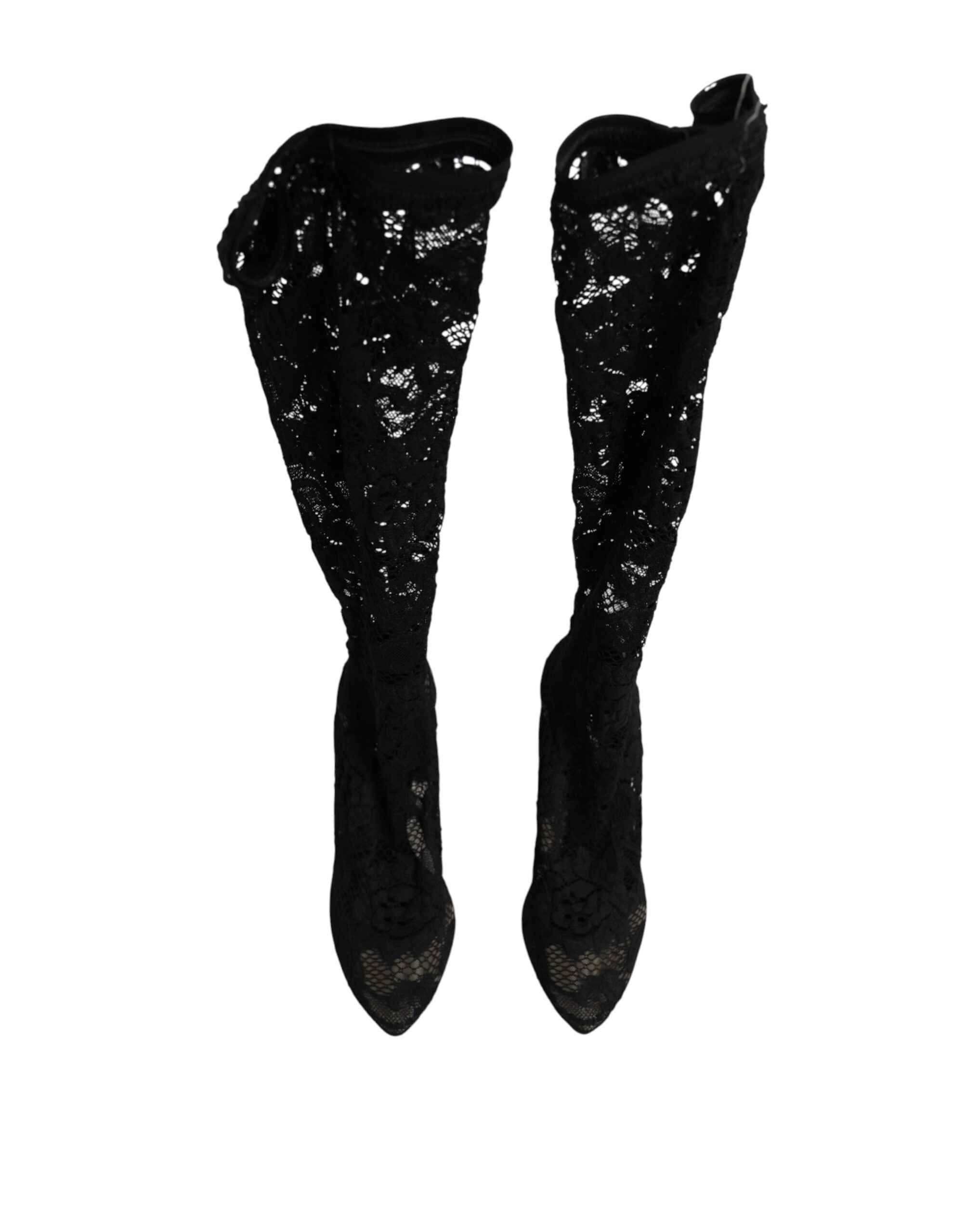 Indulge in the exquisite allure of Dolce & Gabbana's Taormina Lace Sock Boots, where artisanal craftsmanship meets luxurious lace for a timeless statement of elegance.