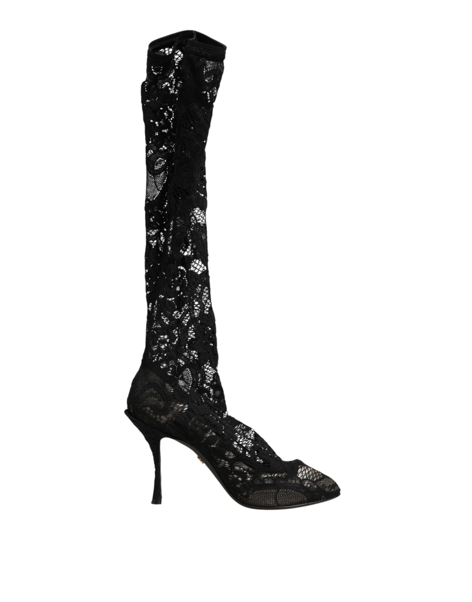 Elevate your elegance with Dolce & Gabbana's Taormina Lace Sock Boots, where exquisite lace meets luxurious comfort, embodying timeless sophistication for the discerning individual.