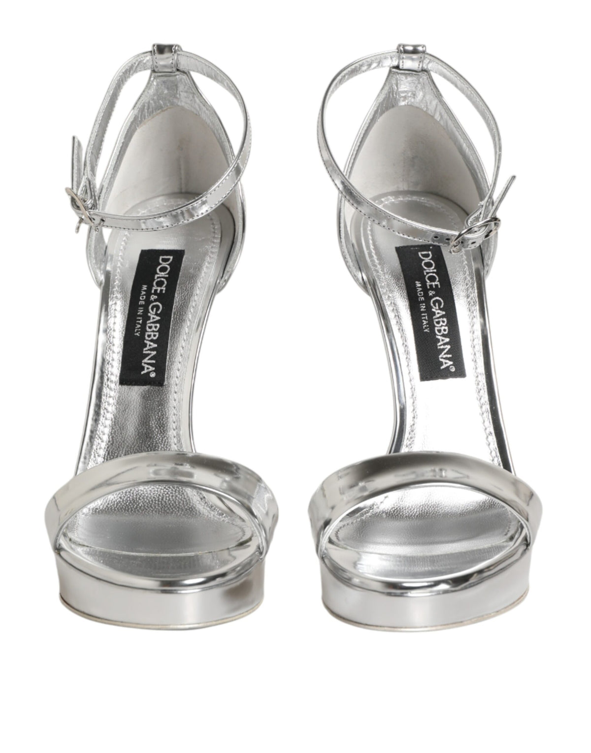 Dolce & Gabbana Silver Leather Platform Keira Sandals - Couture