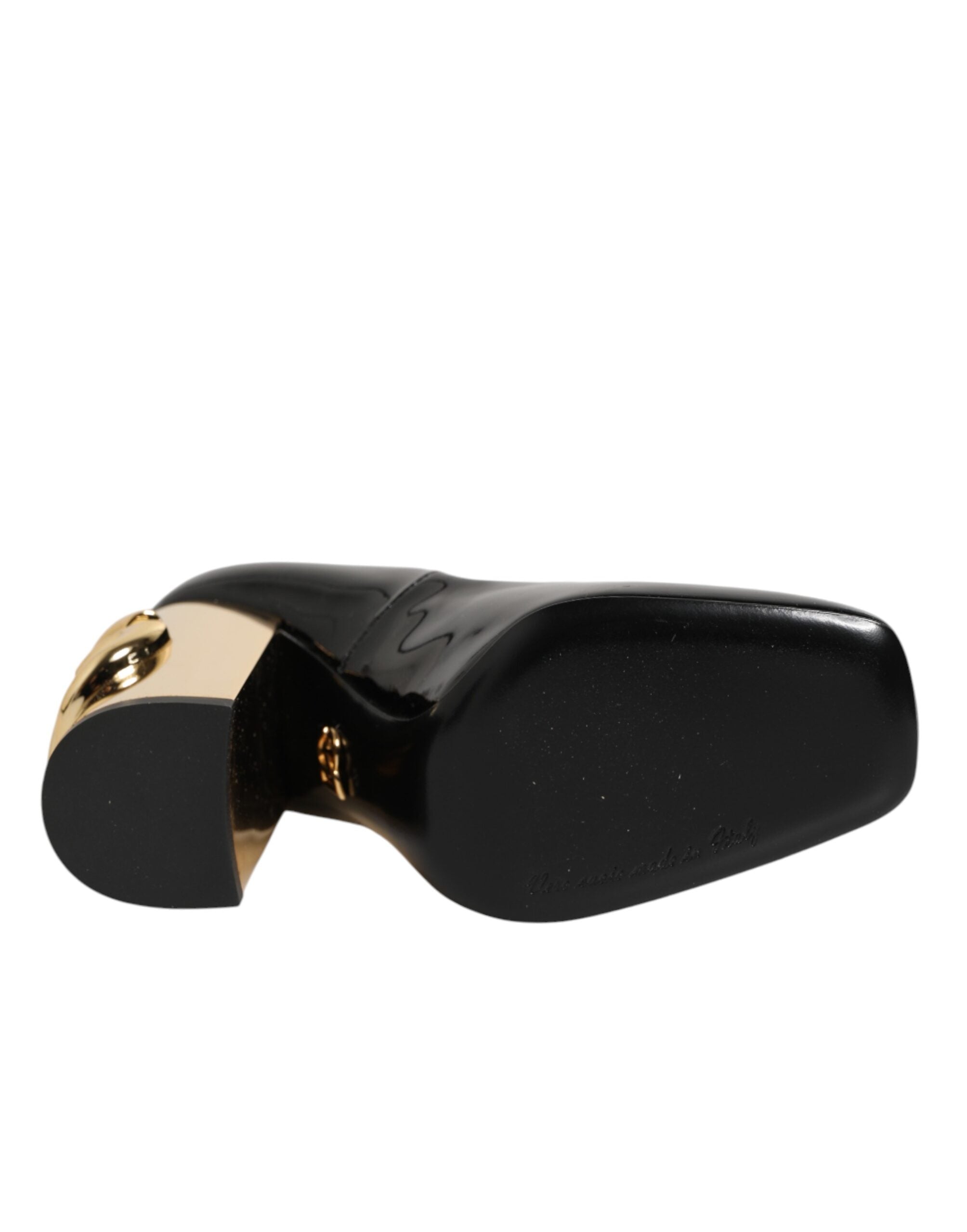 Dolce & Gabbana Black Gold Patent Leather Heels for Luxury